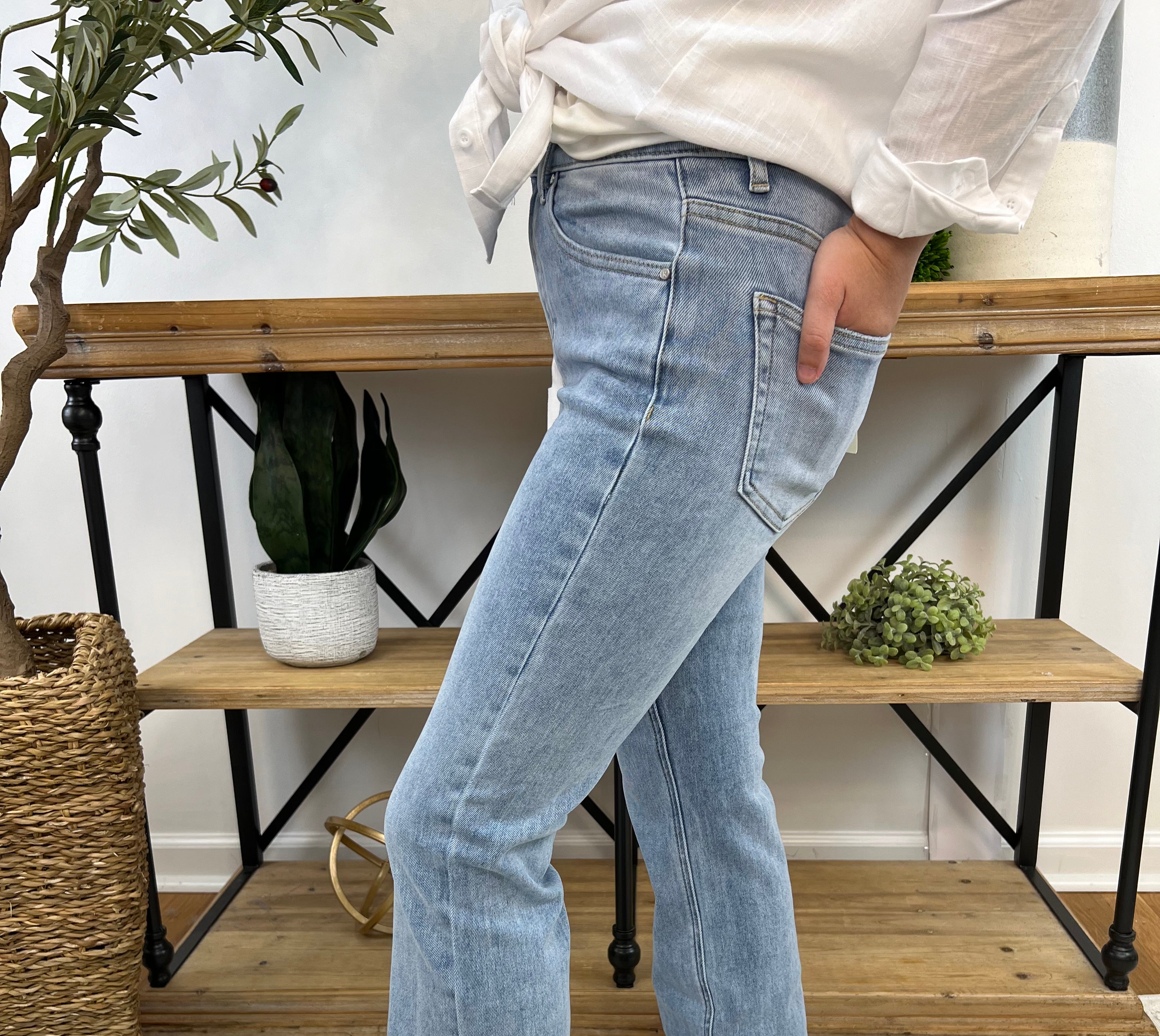 Risen - High Rise Straight Jeans-210 Jeans-Risen-The Lovely Closet, Women's Fashion Boutique in Alexandria, KY