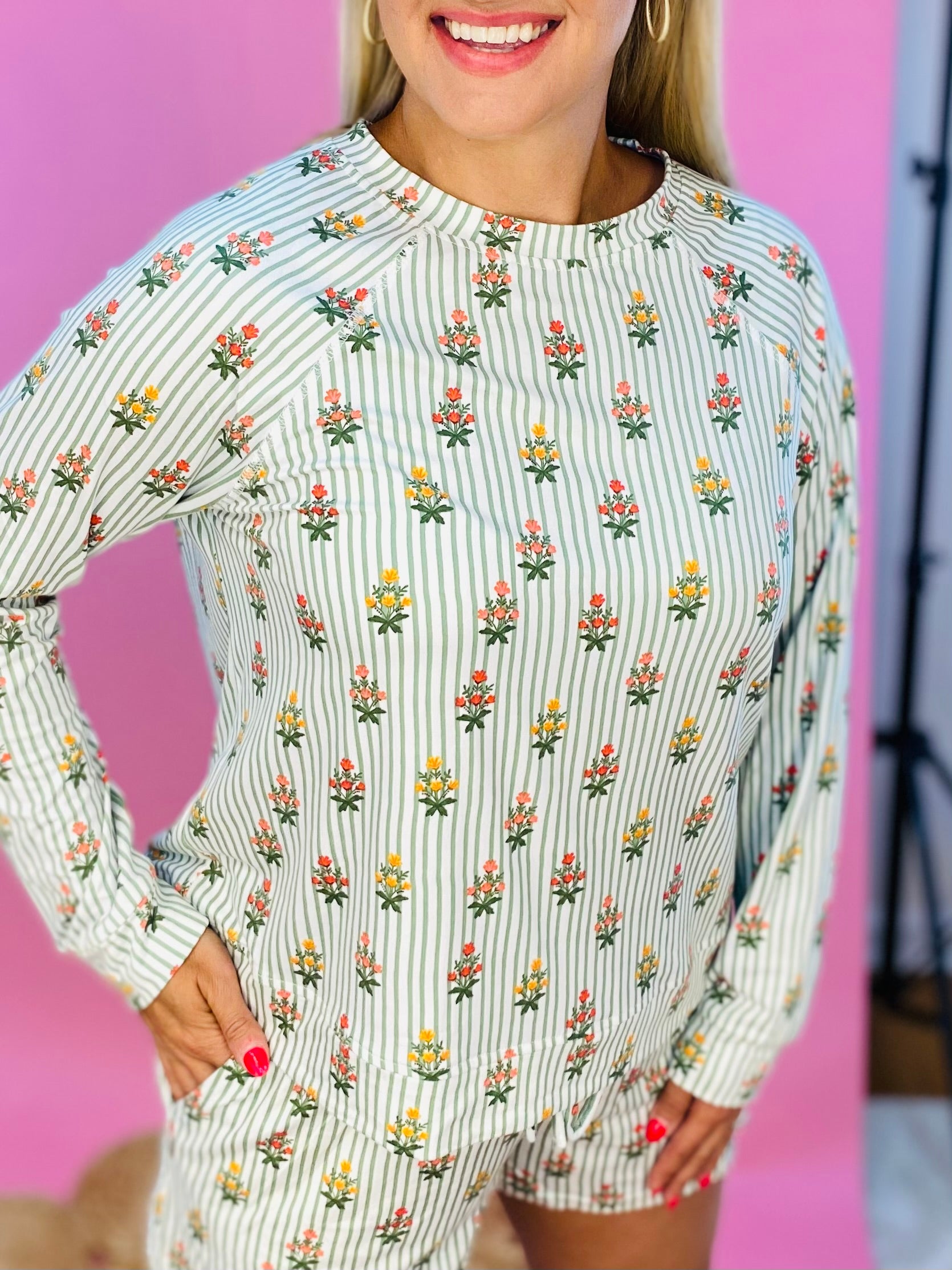 Mary Square Luxury Pajamas - Cottage Stripes-310 Gift-Mary Square-The Lovely Closet, Women's Fashion Boutique in Alexandria, KY