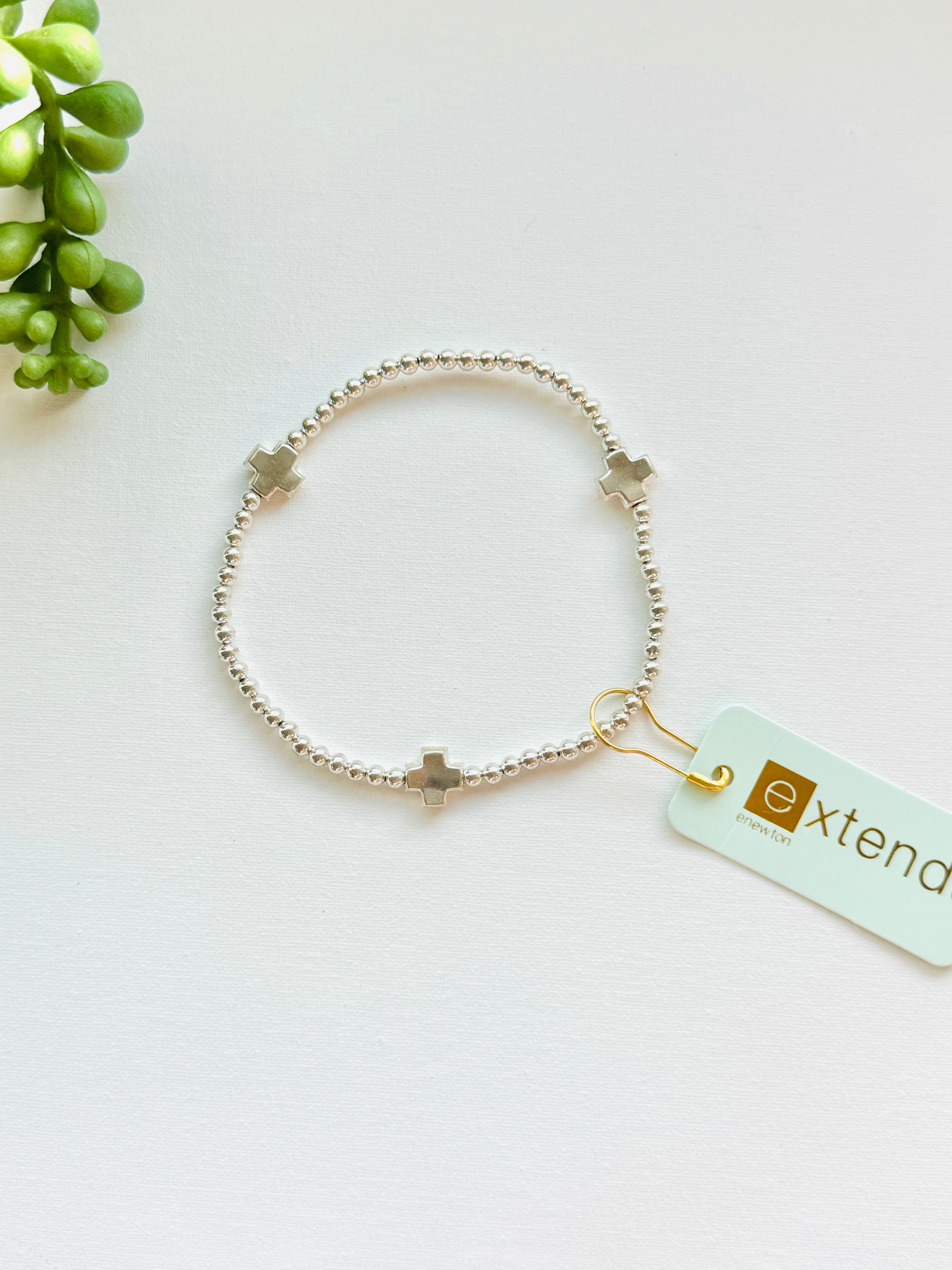 EXTENDS 3mm Silver Signature Cross Bracelet-260 eNewton-eNewton-The Lovely Closet, Women's Fashion Boutique in Alexandria, KY