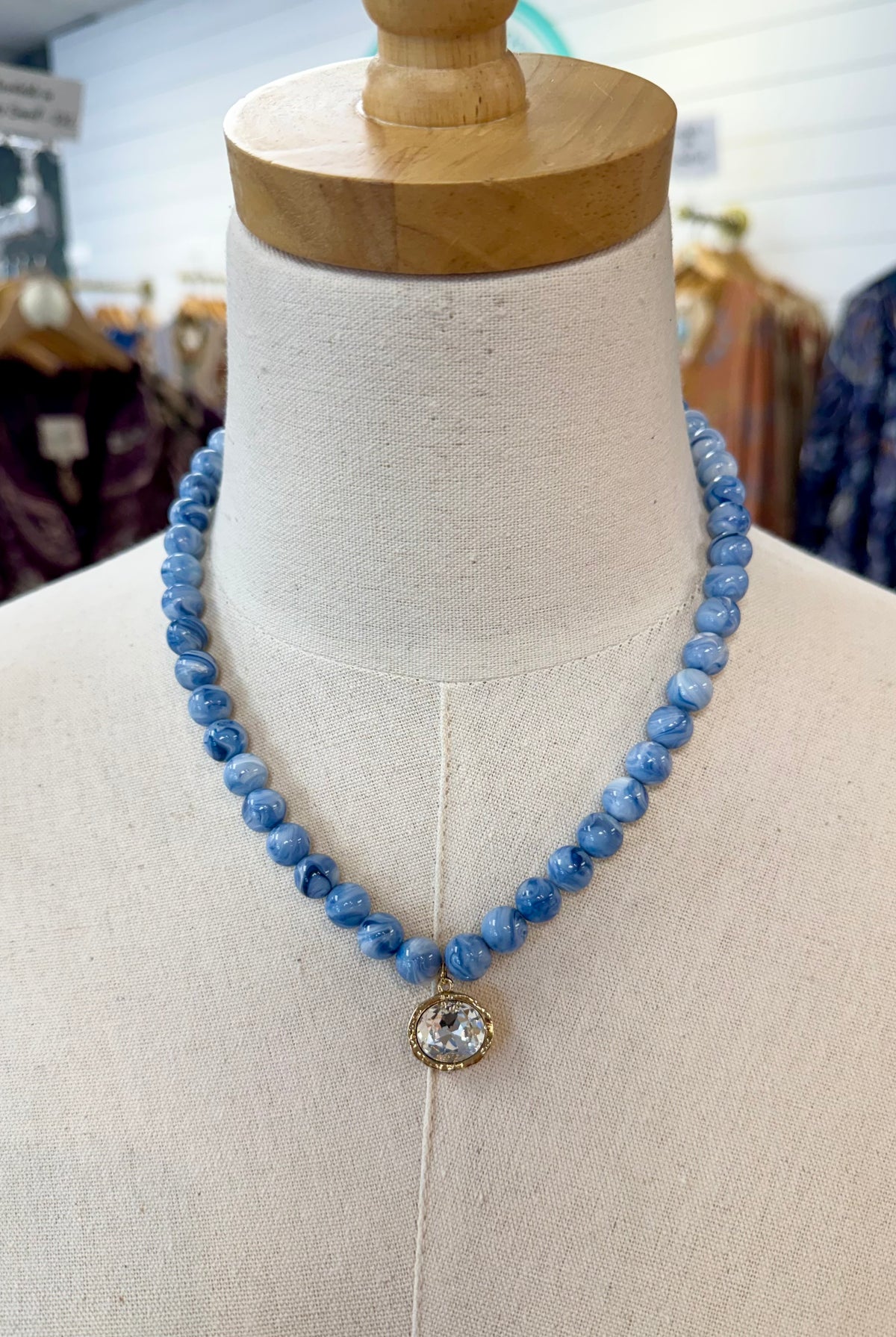 Blueberry Candy Bead Necklace w/Pendant-280 Accessories-Golden Stella-The Lovely Closet, Women's Fashion Boutique in Alexandria, KY