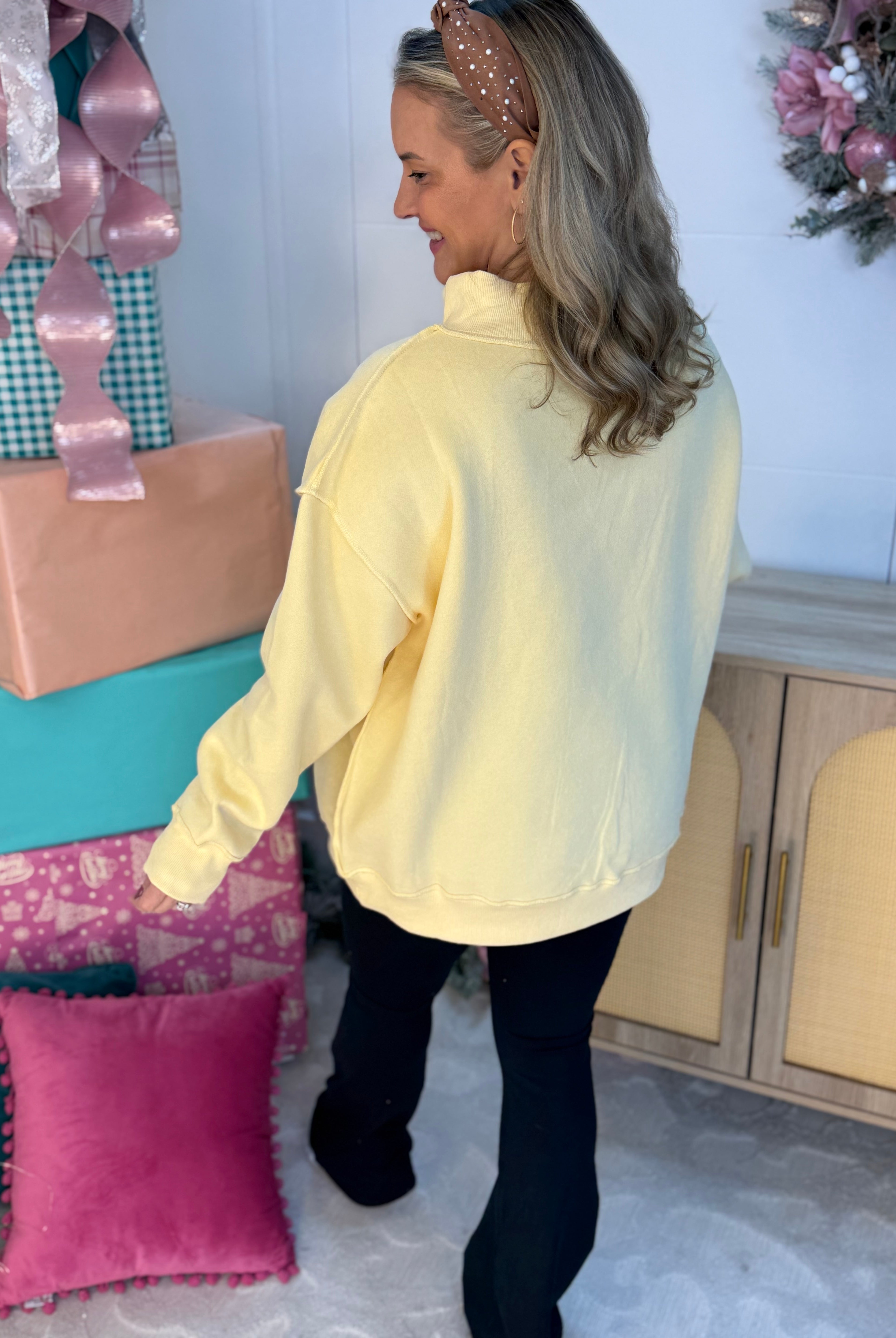 Cozy Era Pullover - Buttercup Yellow-150 Sweatshirts-The Lovely Closet-The Lovely Closet, Women's Fashion Boutique in Alexandria, KY