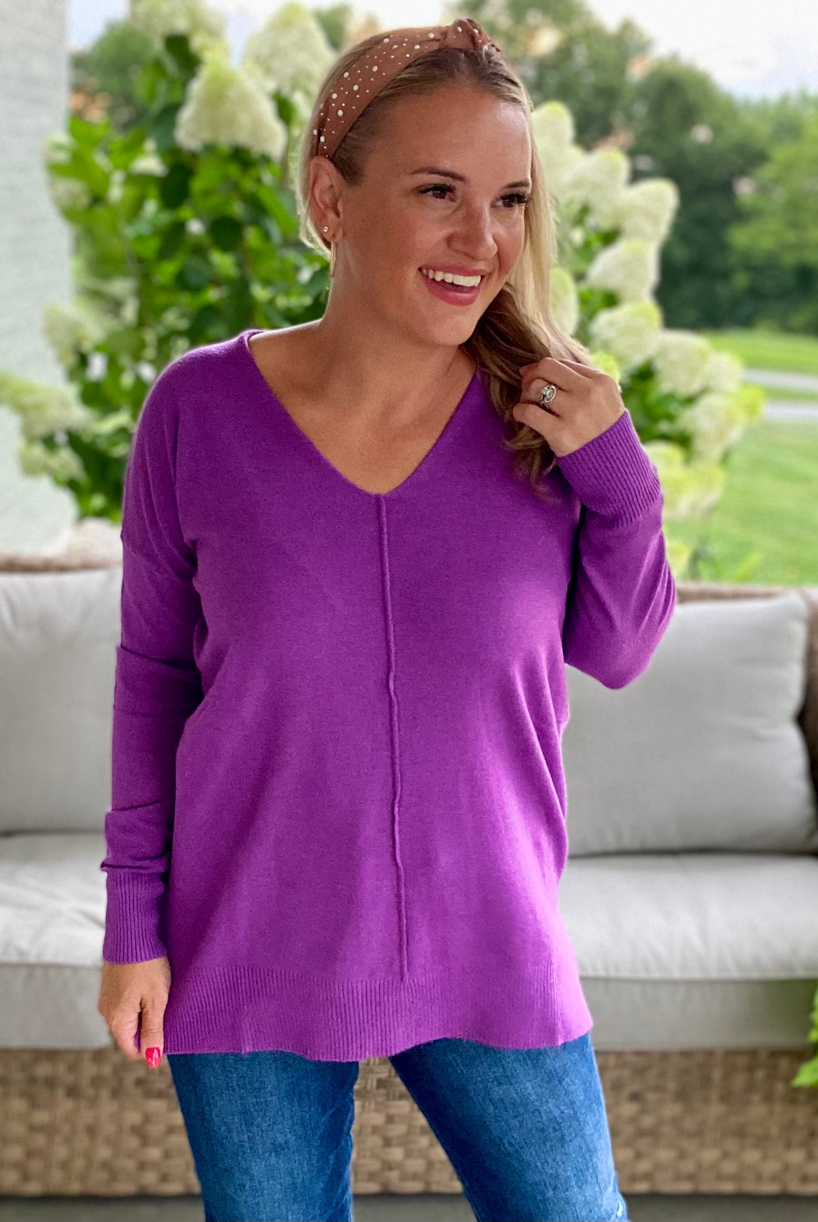 Dream Sweater - Violet-140 Sweaters-zenana-The Lovely Closet, Women's Fashion Boutique in Alexandria, KY