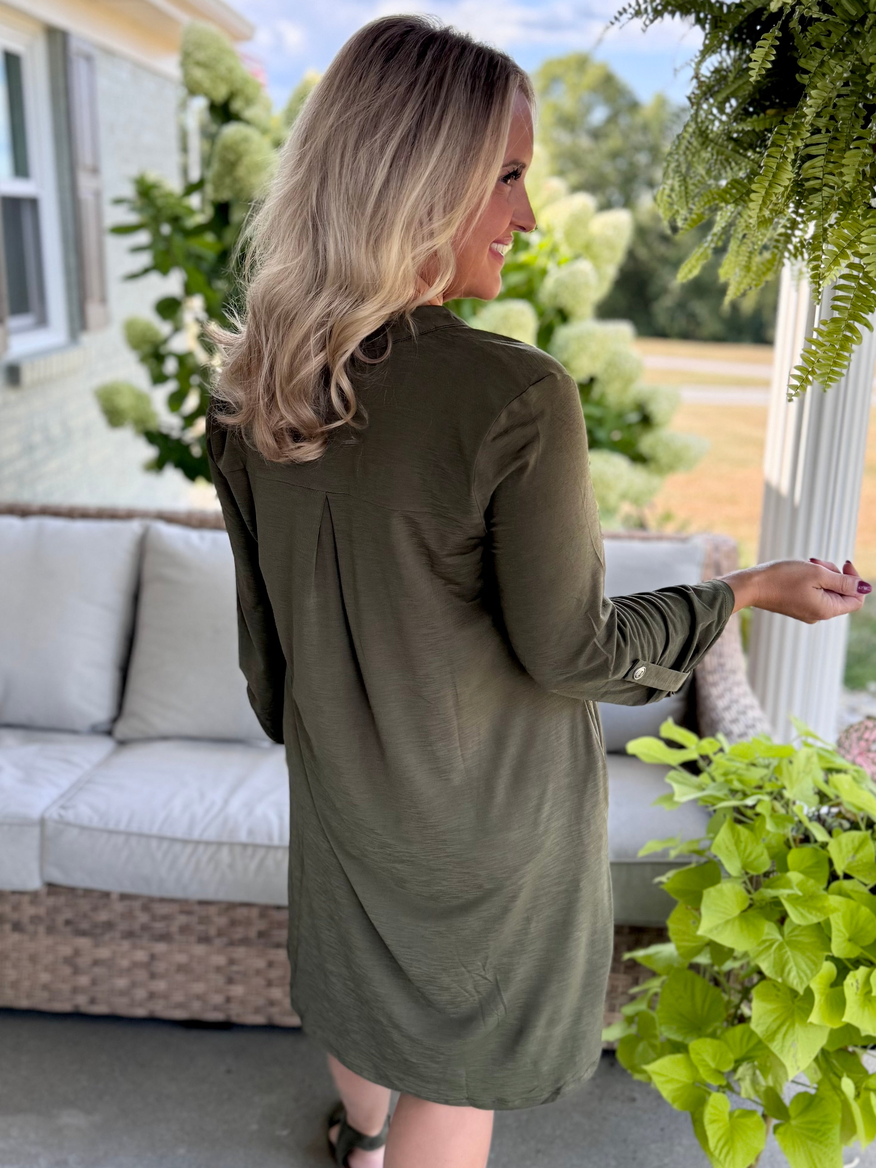 Everly Essential Dress - Olive-180 Dresses-Dear Scarlett-The Lovely Closet, Women's Fashion Boutique in Alexandria, KY