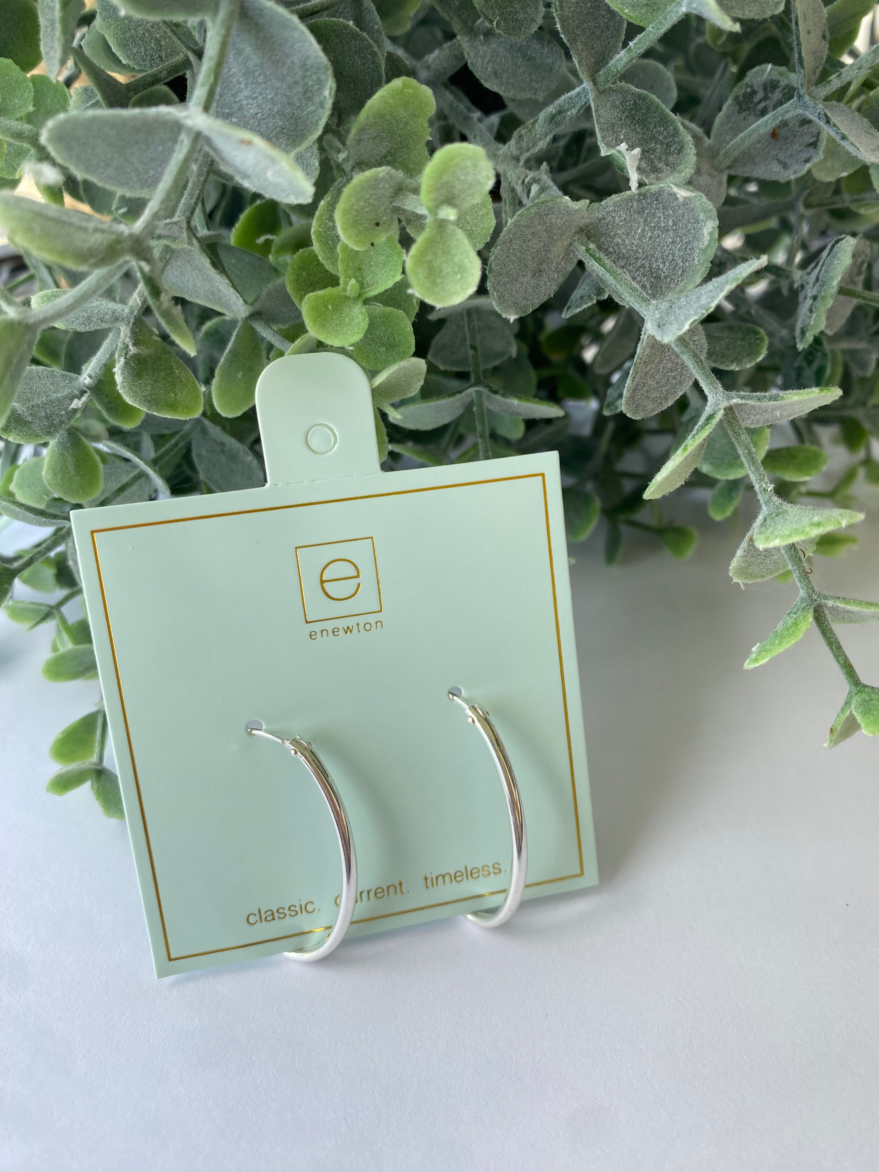 Oval Sterling 1" Hoop Smooth Earring-260 eNewton-eNewton-The Lovely Closet, Women's Fashion Boutique in Alexandria, KY