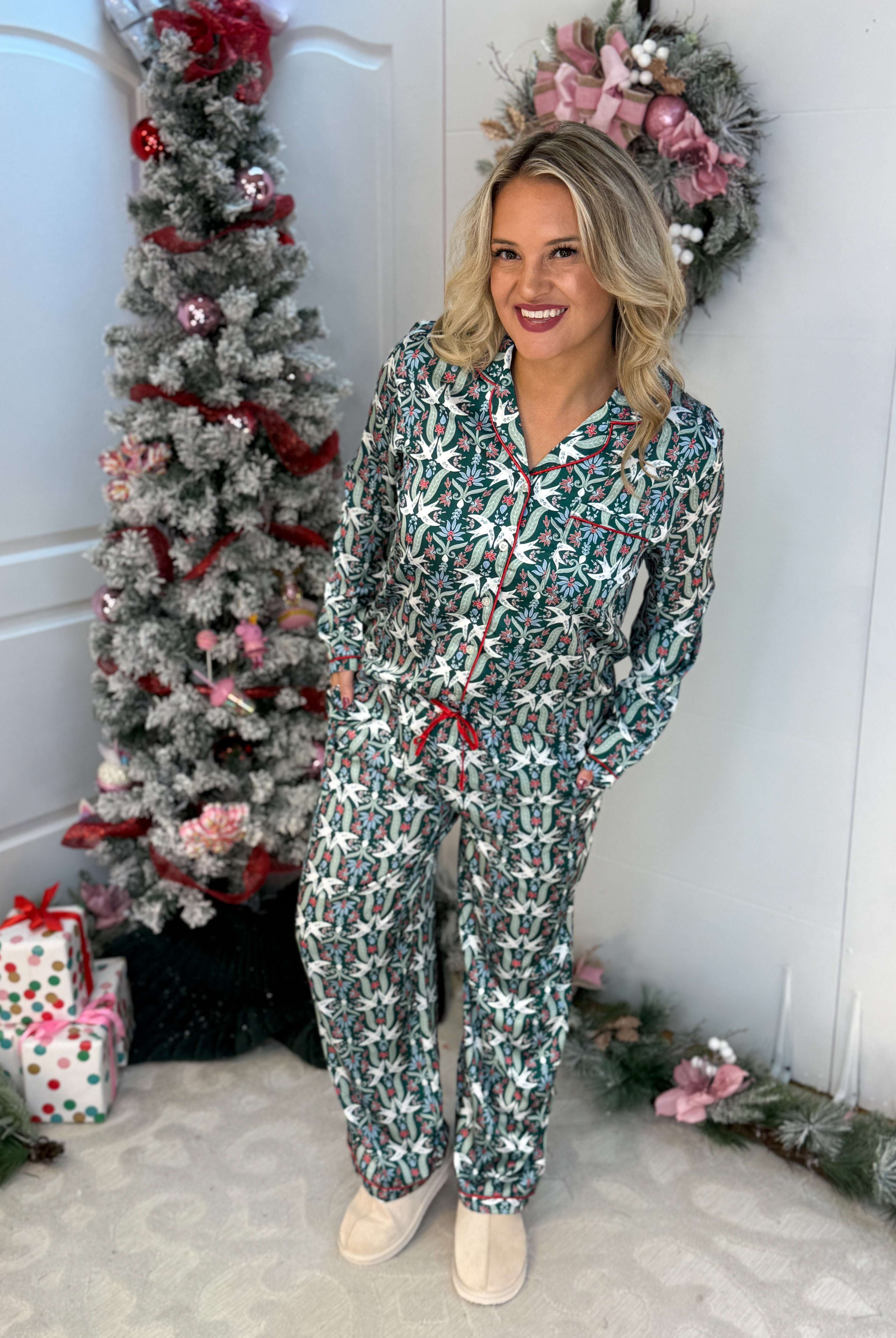 Mary Square Gossamer Wings Charlotte Satin Pant Set-350 Holiday-Mary Square-The Lovely Closet, Women's Fashion Boutique in Alexandria, KY