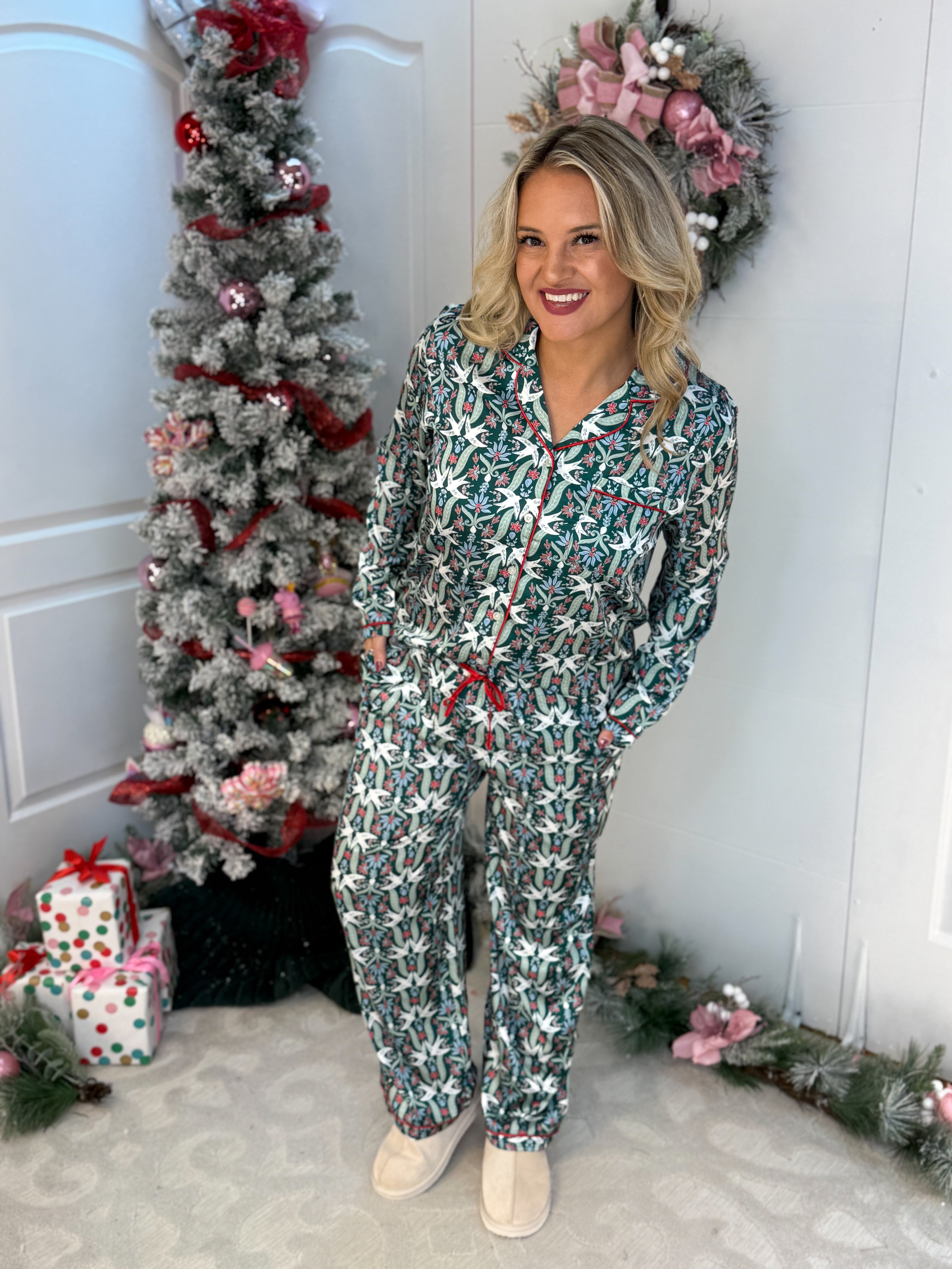 Mary Square Gossamer Wings Charlotte Satin Pant Set-350 Holiday-Mary Square-The Lovely Closet, Women's Fashion Boutique in Alexandria, KY