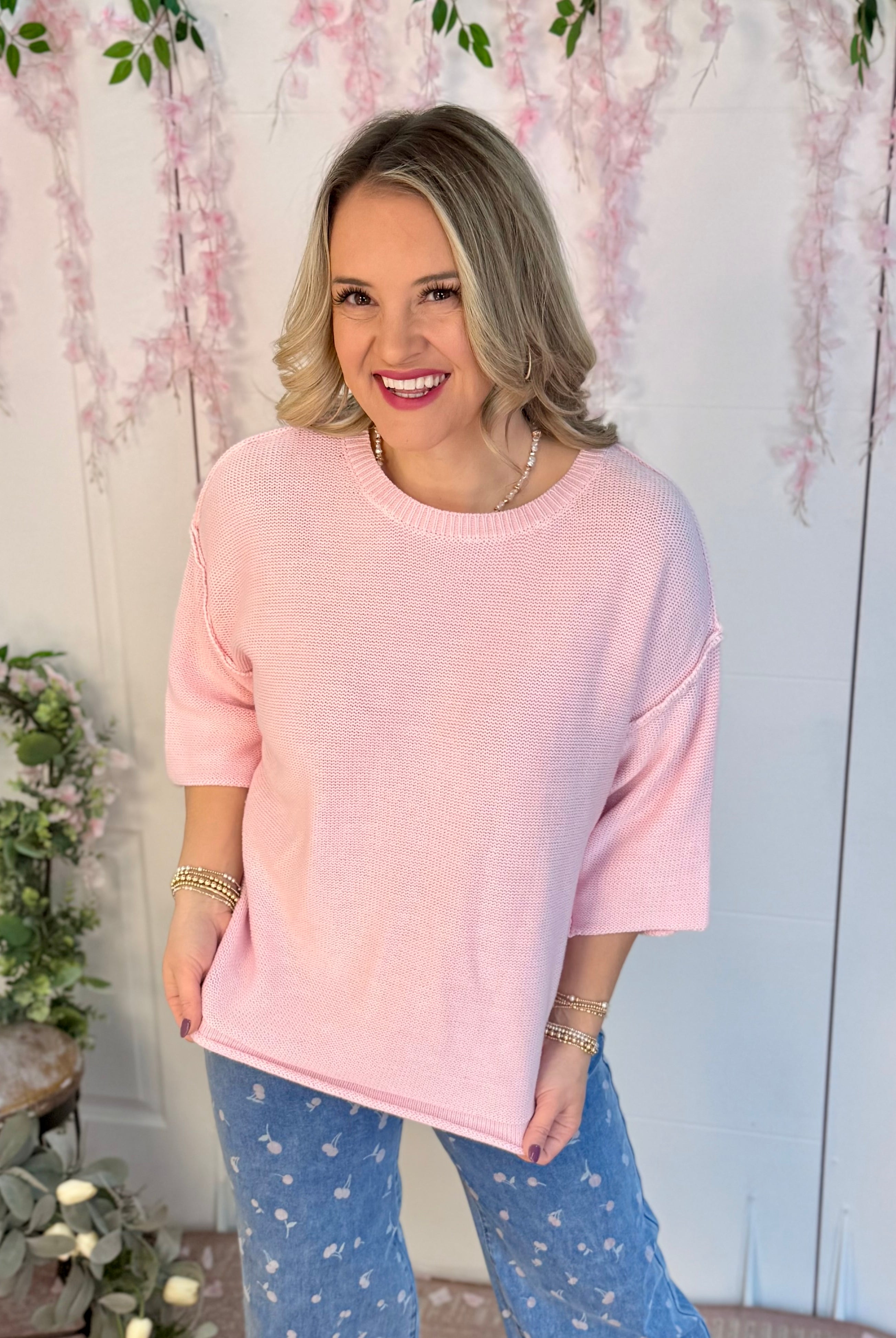 Spring Mornings Sweater - Pink-140 Sweaters-easel-The Lovely Closet, Women's Fashion Boutique in Alexandria, KY