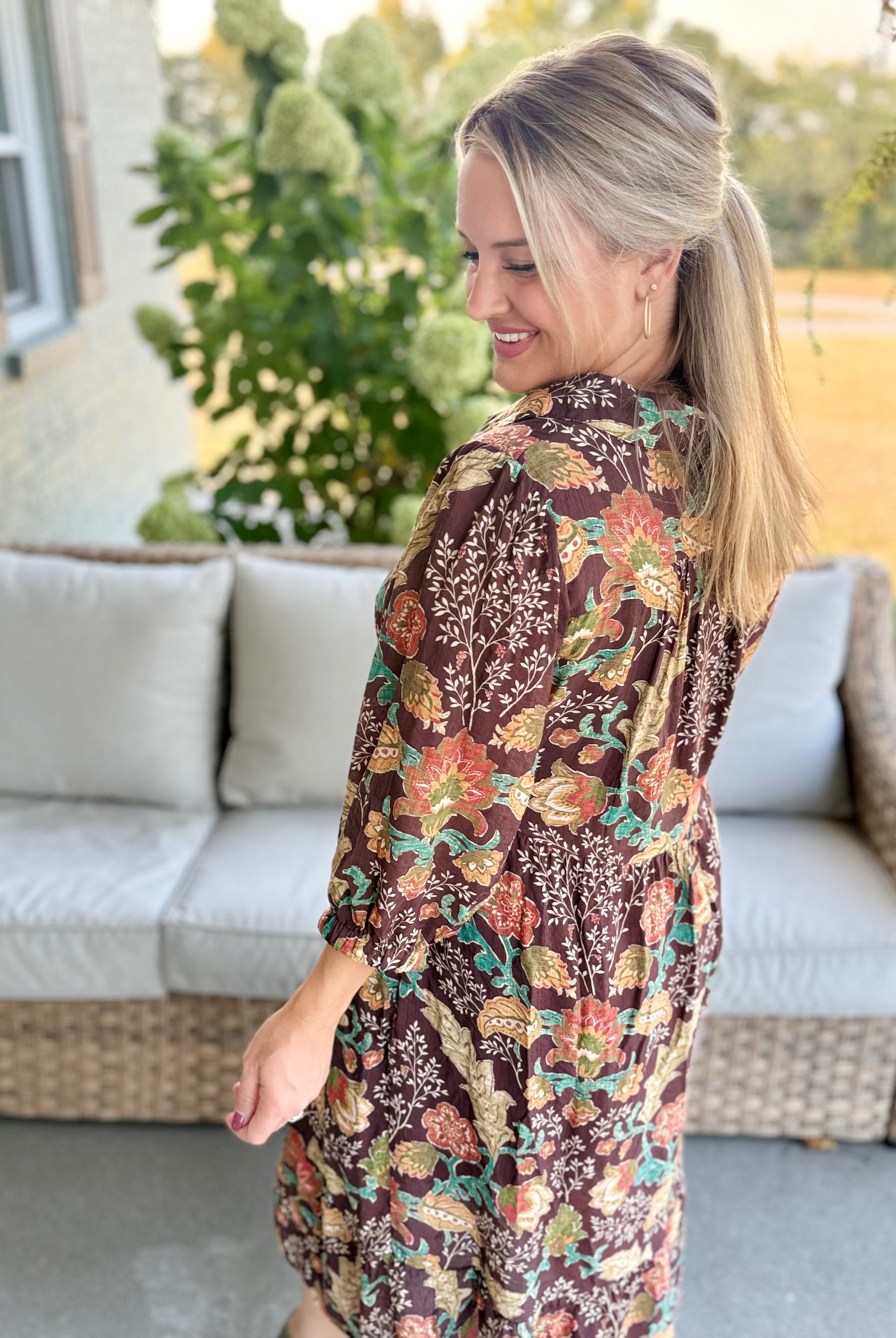Harvest Bouquet Midi Dress-180 Dresses-Umgee-The Lovely Closet, Women's Fashion Boutique in Alexandria, KY