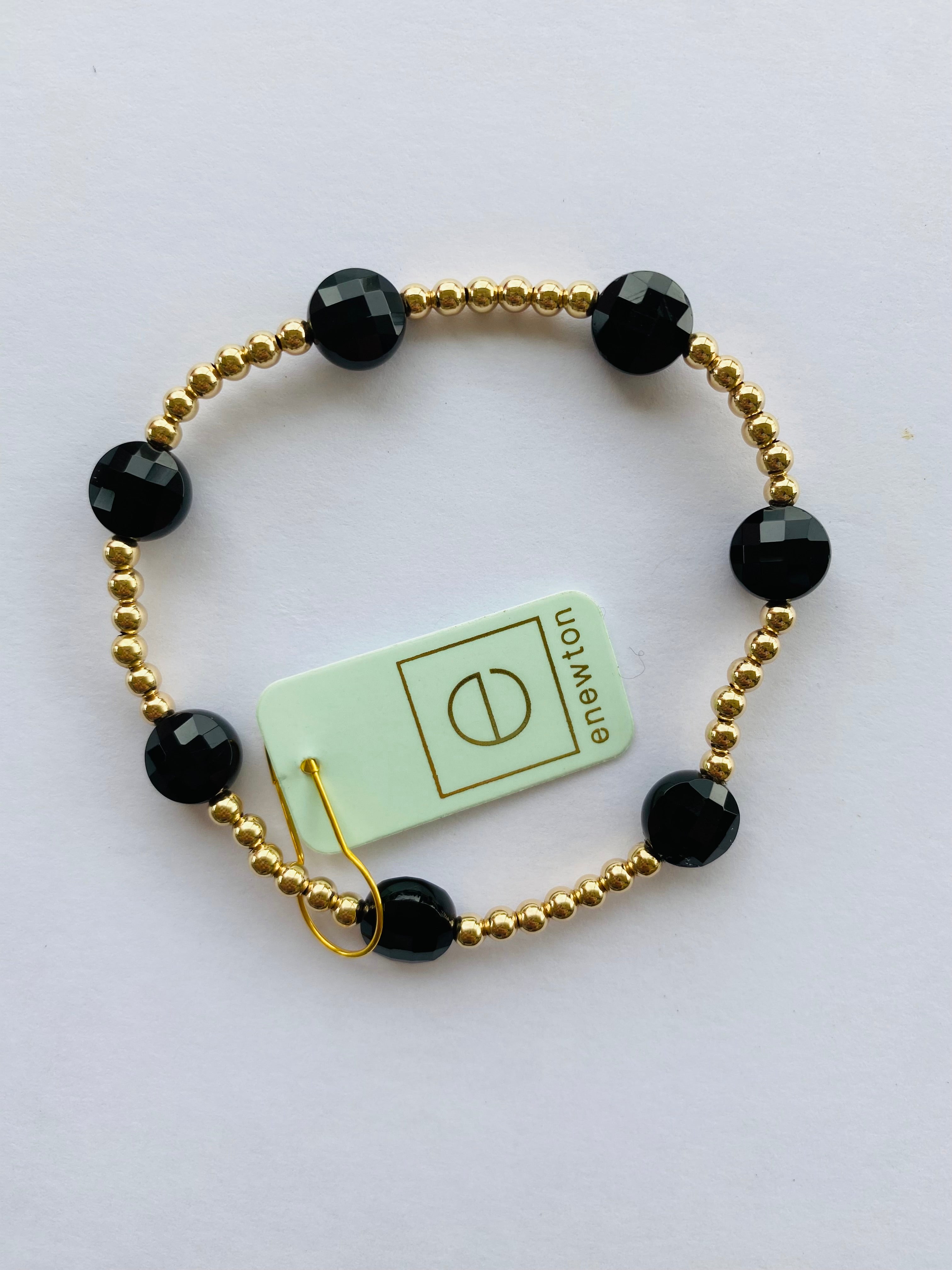 Admire Gold 3MM Bracelet - Faceted Onyx-260 eNewton-eNewton-The Lovely Closet, Women's Fashion Boutique in Alexandria, KY