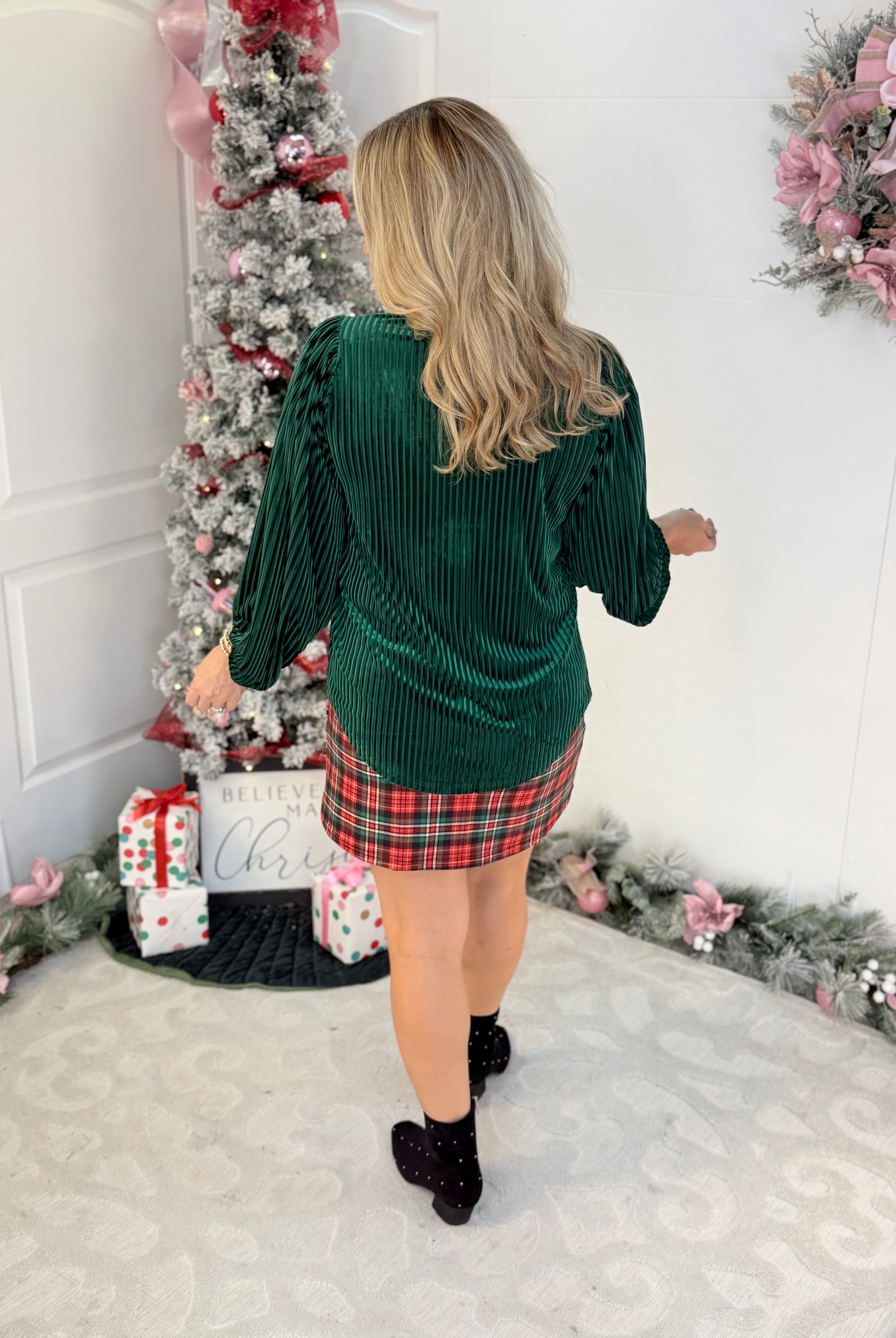 Jess Lea - Ivy Velvet Textured Top Green-110 Long Sleeve Top-Jess Lea-The Lovely Closet, Women's Fashion Boutique in Alexandria, KY