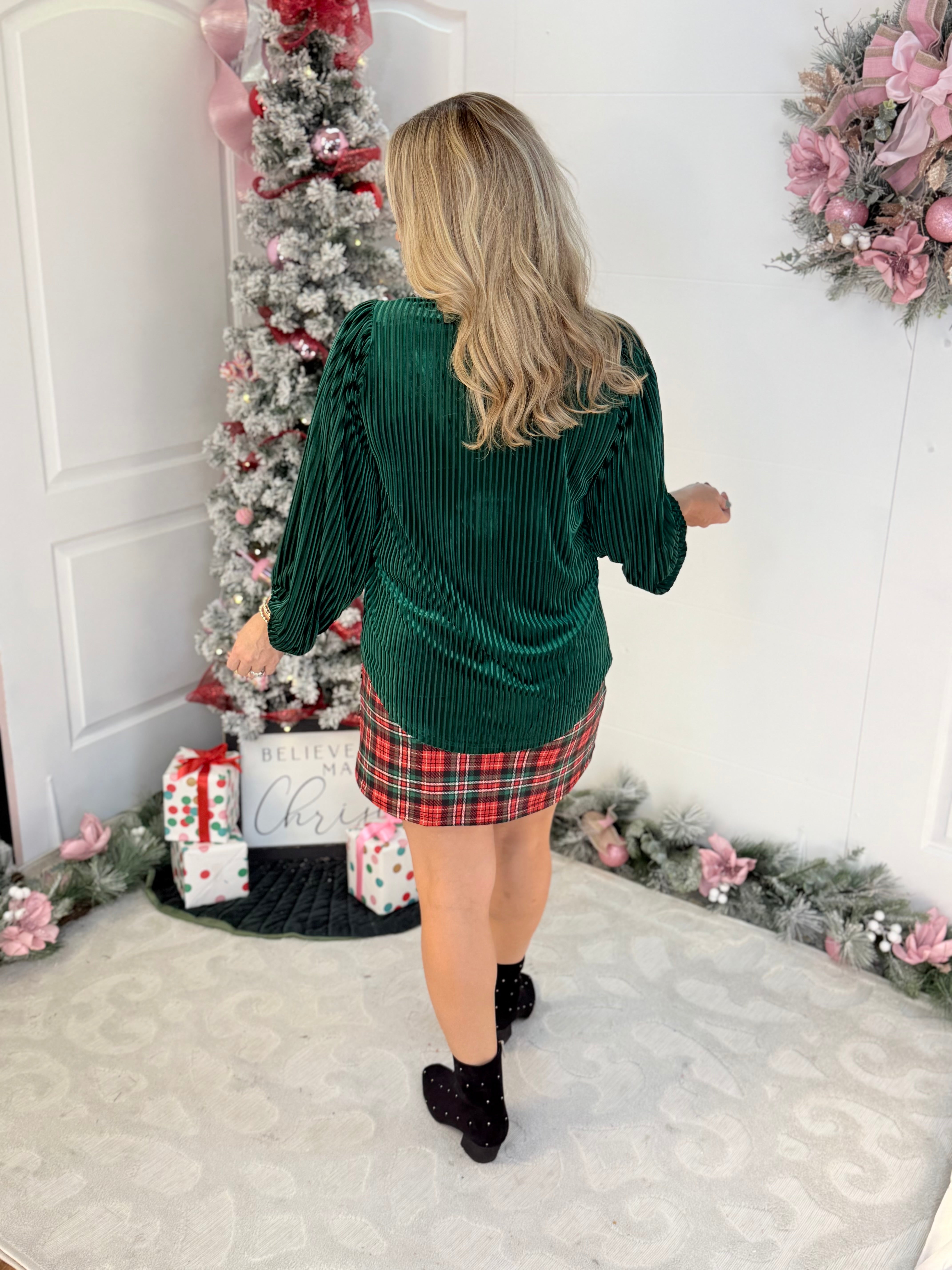 Jess Lea - Ivy Velvet Textured Top Green-110 Long Sleeve Top-Jess Lea-The Lovely Closet, Women's Fashion Boutique in Alexandria, KY