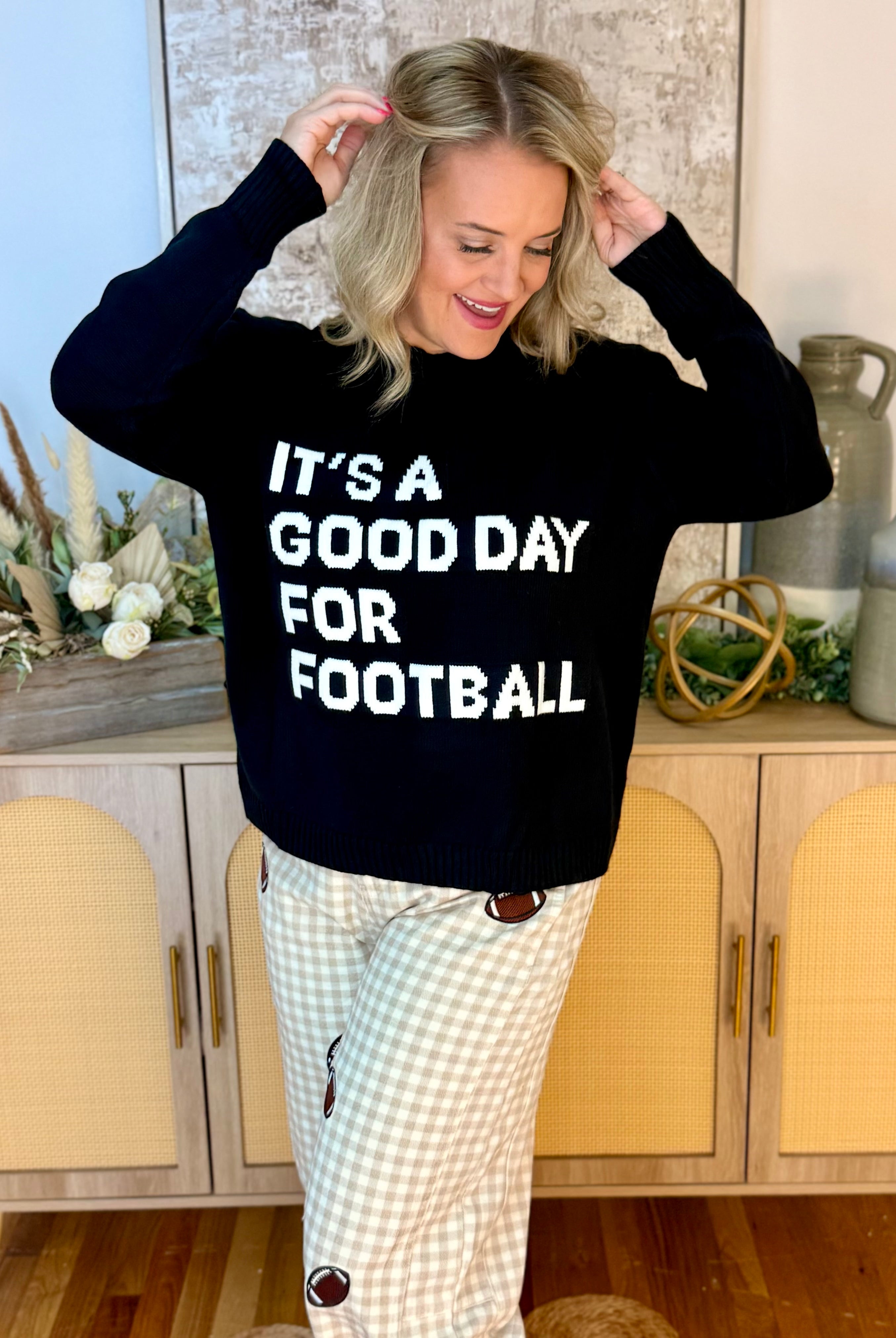 It's A Good Day For Football Soft Sweater-140 Sweaters-Panache Apparel Co.-The Lovely Closet, Women's Fashion Boutique in Alexandria, KY