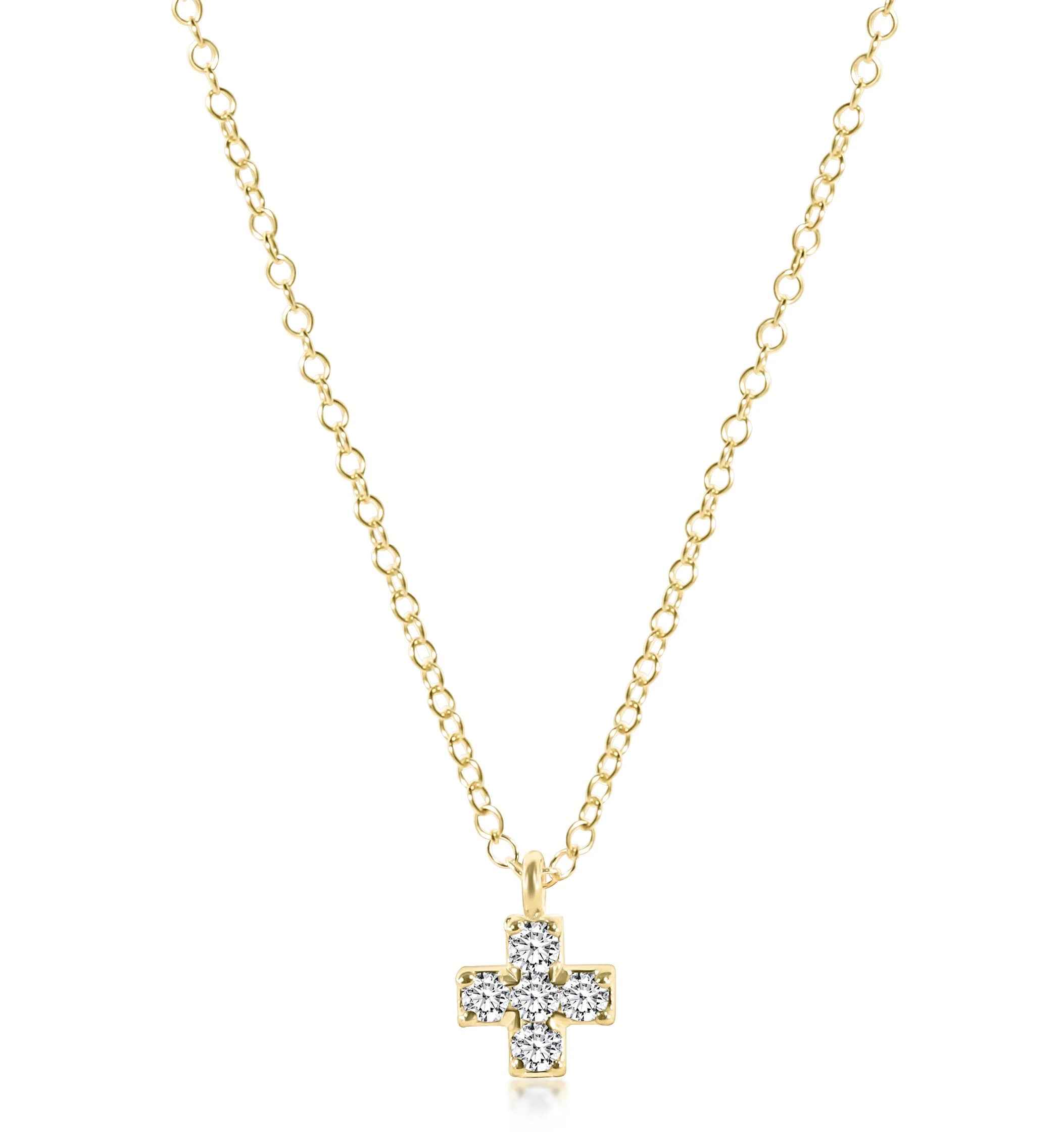 14KT Gold and .10 CT Diamond Signature Cross Necklace-260 eNewton-eNewton-The Lovely Closet, Women's Fashion Boutique in Alexandria, KY