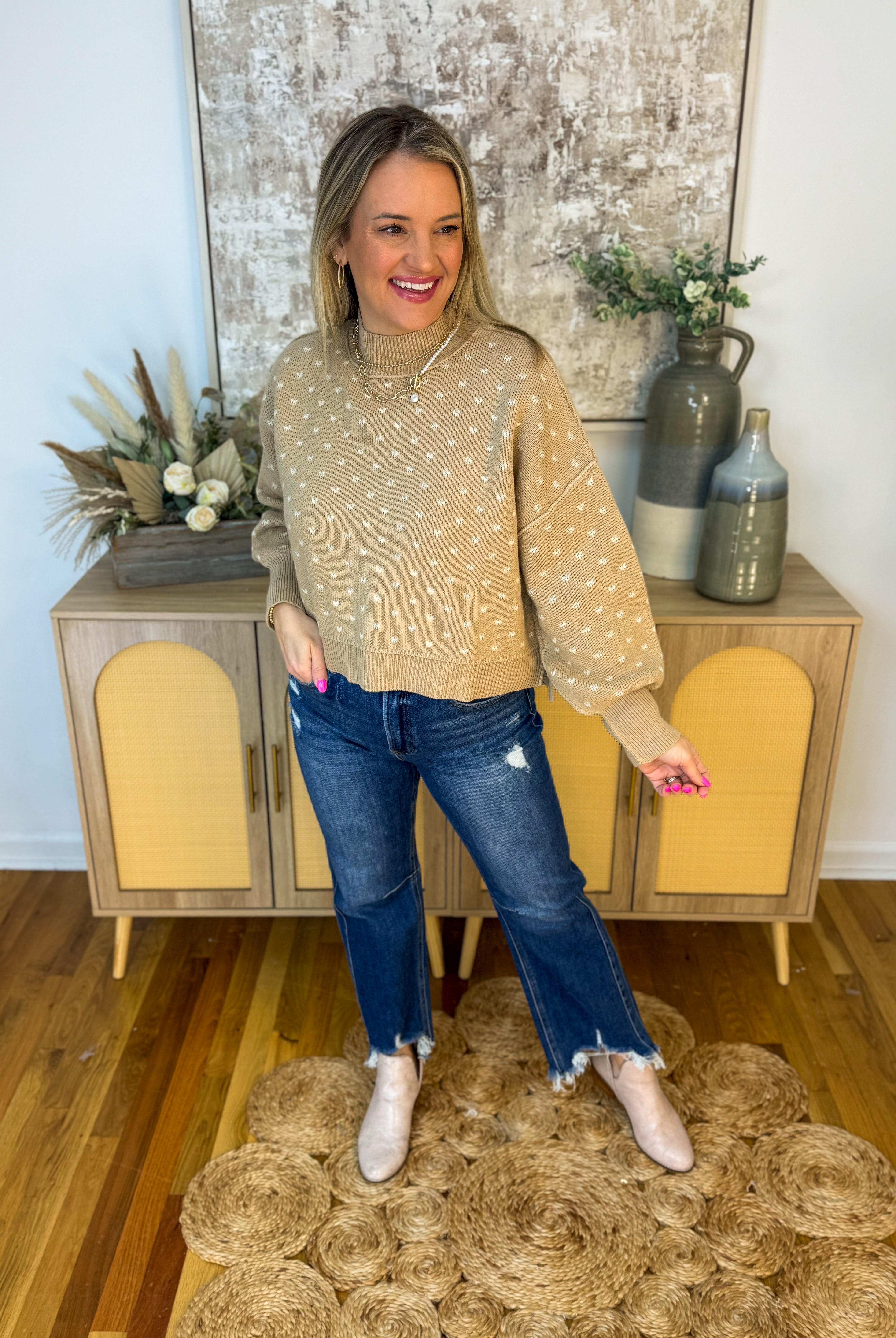 Subtle Heart Sweater-140 Sweaters-Blu Pepper-The Lovely Closet, Women's Fashion Boutique in Alexandria, KY