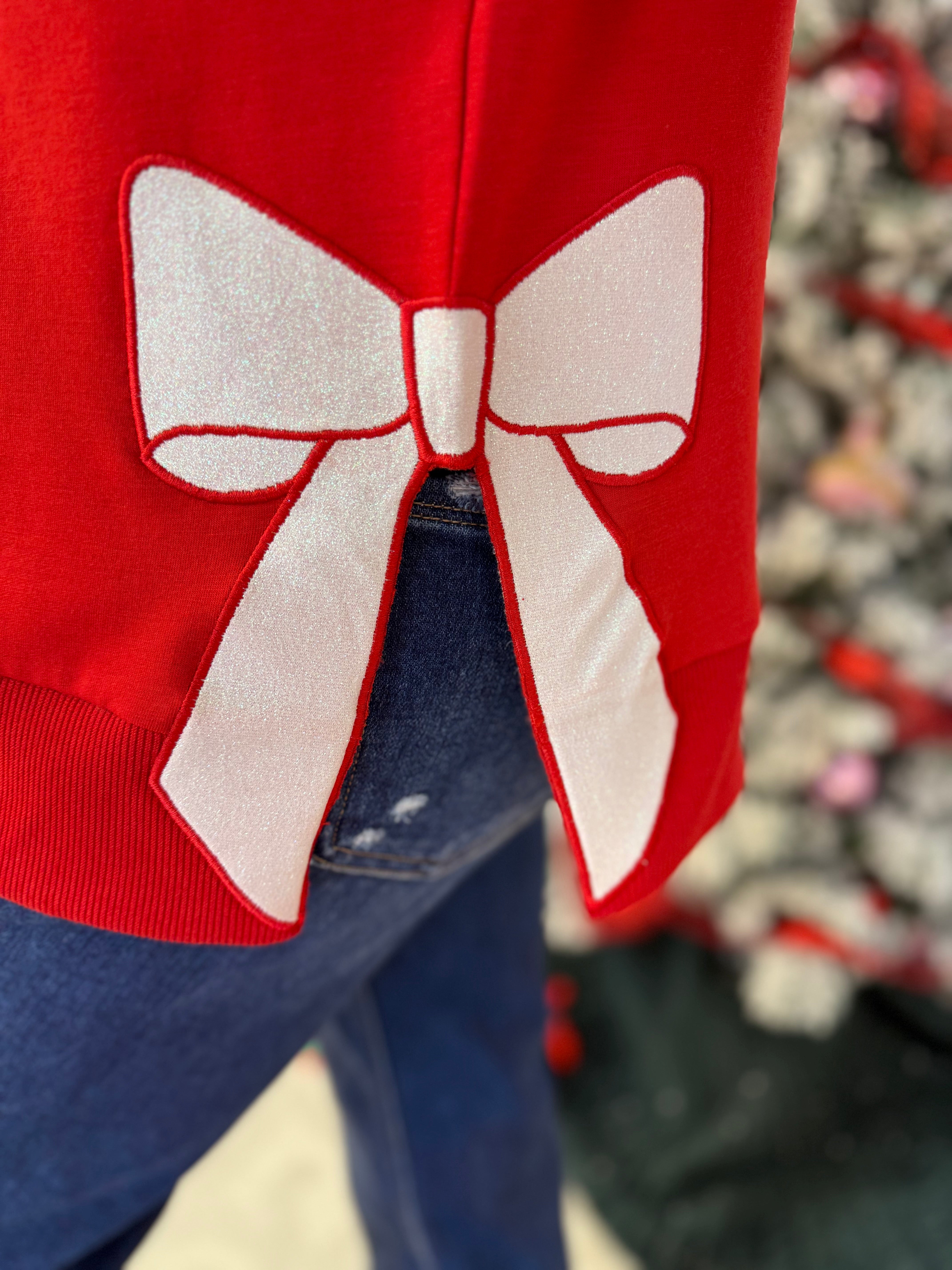 Lakelyn Merry Bow Pullover-150 Sweatshirts-Mary Square-The Lovely Closet, Women's Fashion Boutique in Alexandria, KY