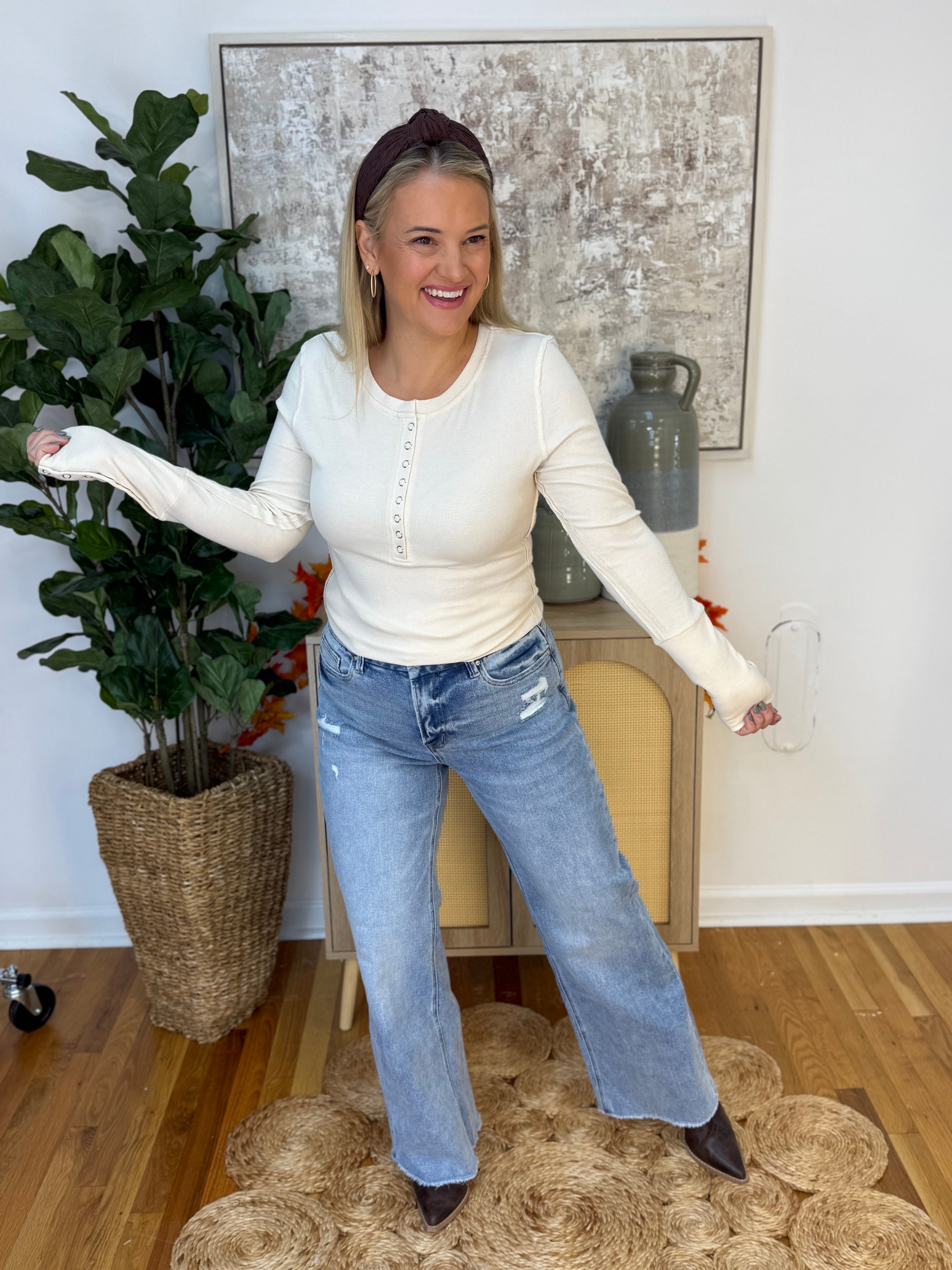 Soft Ribbed Knit Henley Top-110 Long Sleeve Top-Doe and Rae-The Lovely Closet, Women's Fashion Boutique in Alexandria, KY