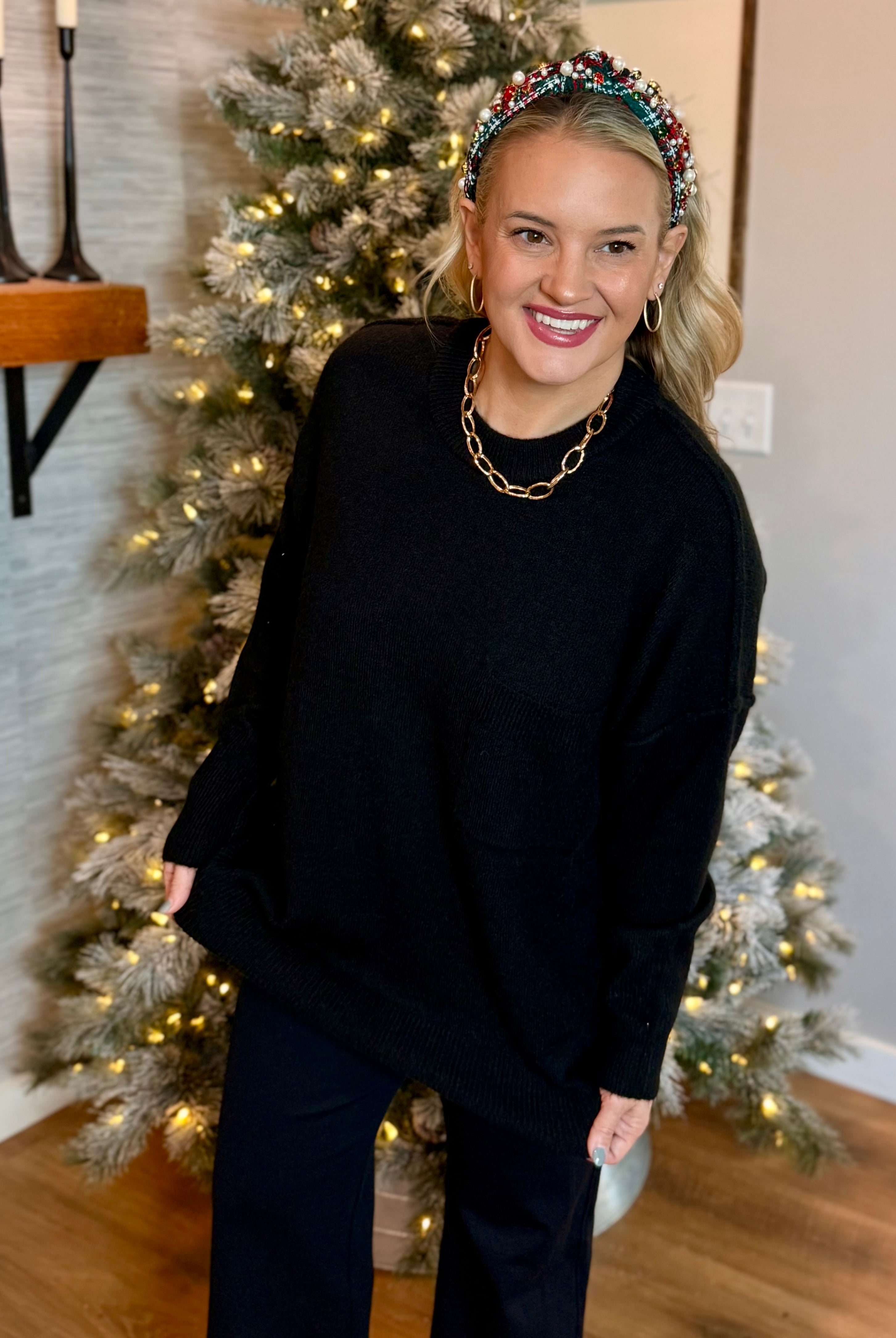 Cozy Chalet Oversized Sweater - Black-140 Sweaters-zenana-The Lovely Closet, Women's Fashion Boutique in Alexandria, KY