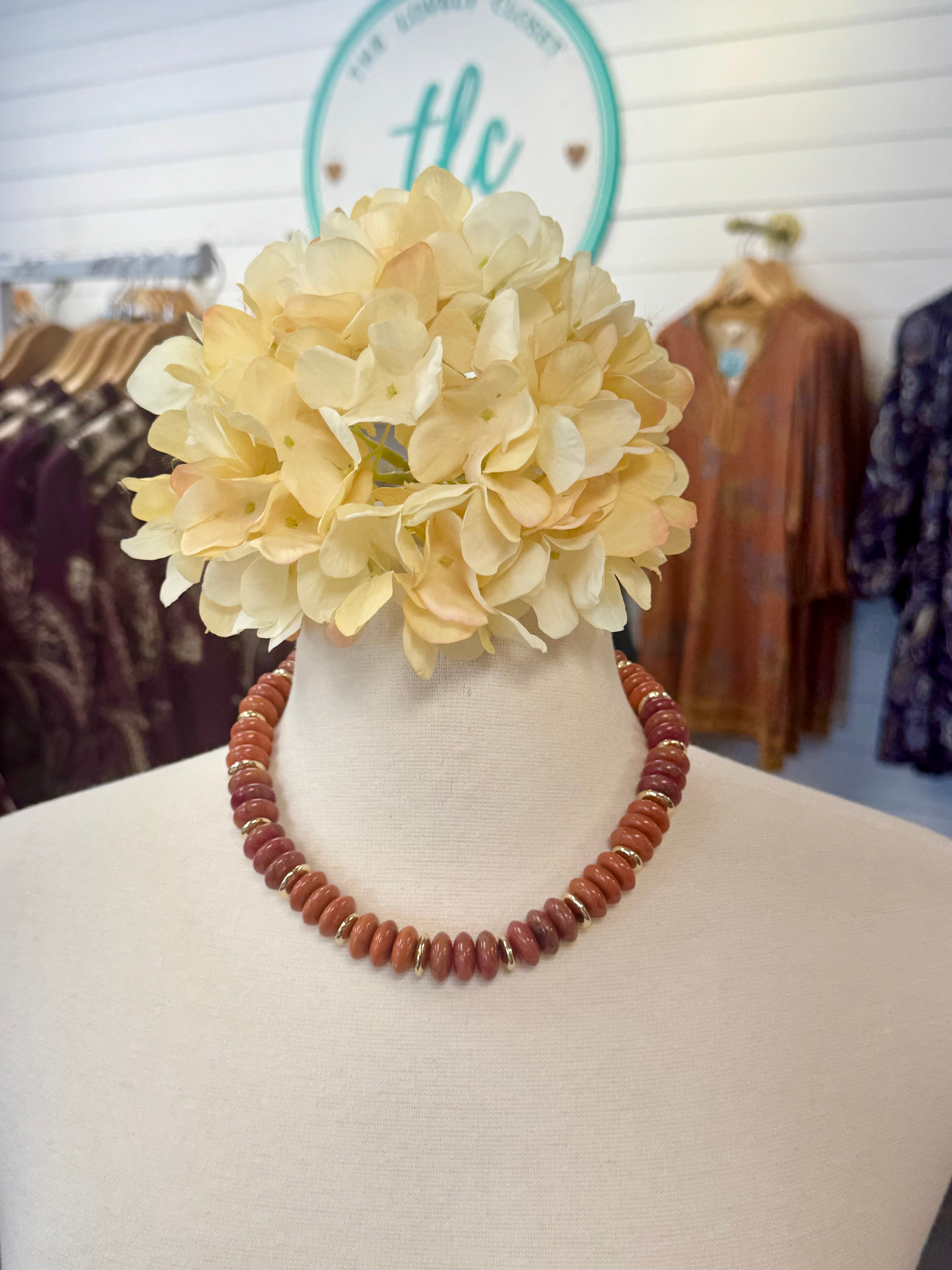 Pumpkin Spice Latte Candy Bead Necklace-280 Accessories-Golden Stella-The Lovely Closet, Women's Fashion Boutique in Alexandria, KY