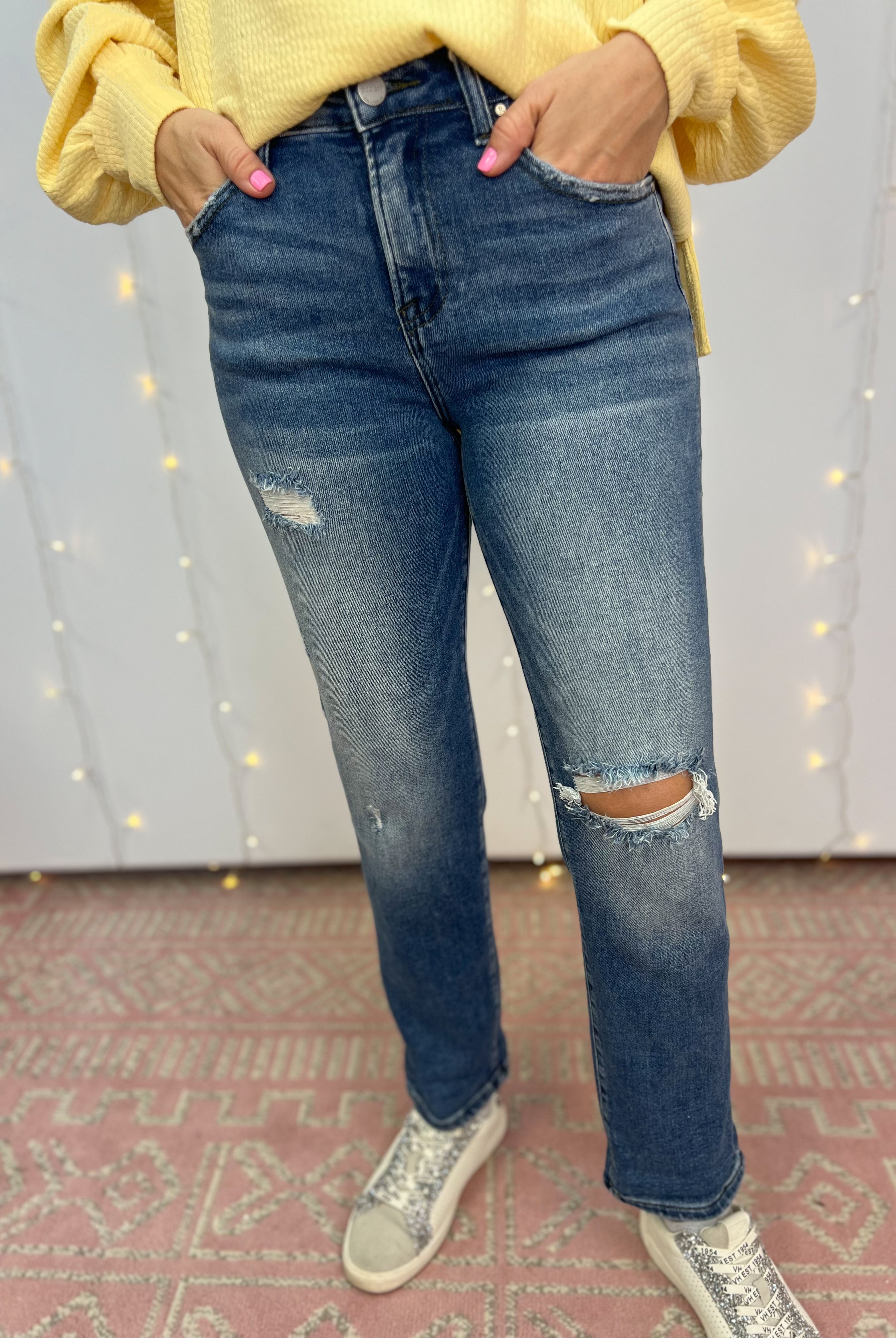 RISEN - Mid Rise Slim Girlfriend Jeans-210 Jeans-Risen-The Lovely Closet, Women's Fashion Boutique in Alexandria, KY
