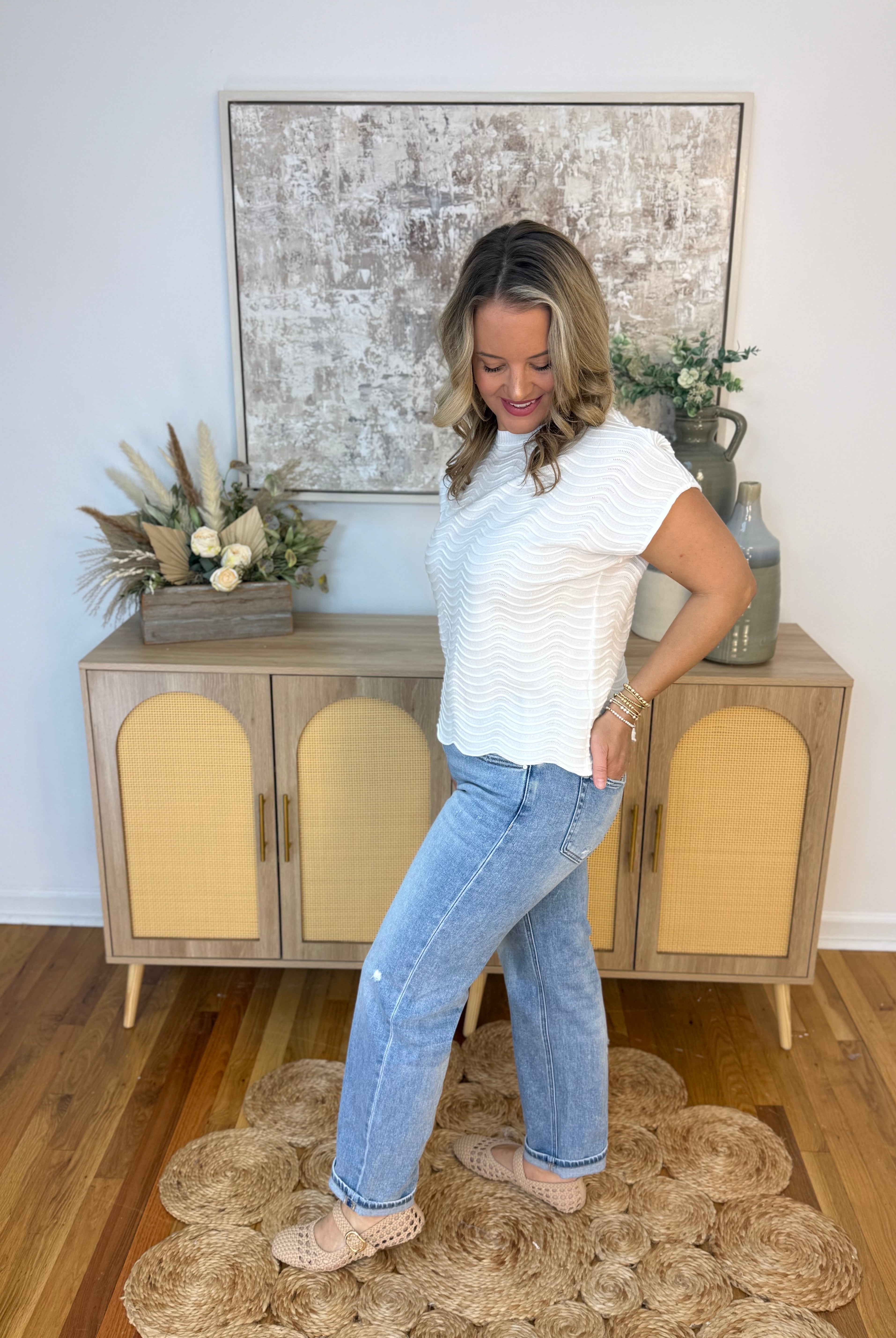 RISEN High Rise Ankle Boyfriend Jeans-210 Jeans-Risen-The Lovely Closet, Women's Fashion Boutique in Alexandria, KY