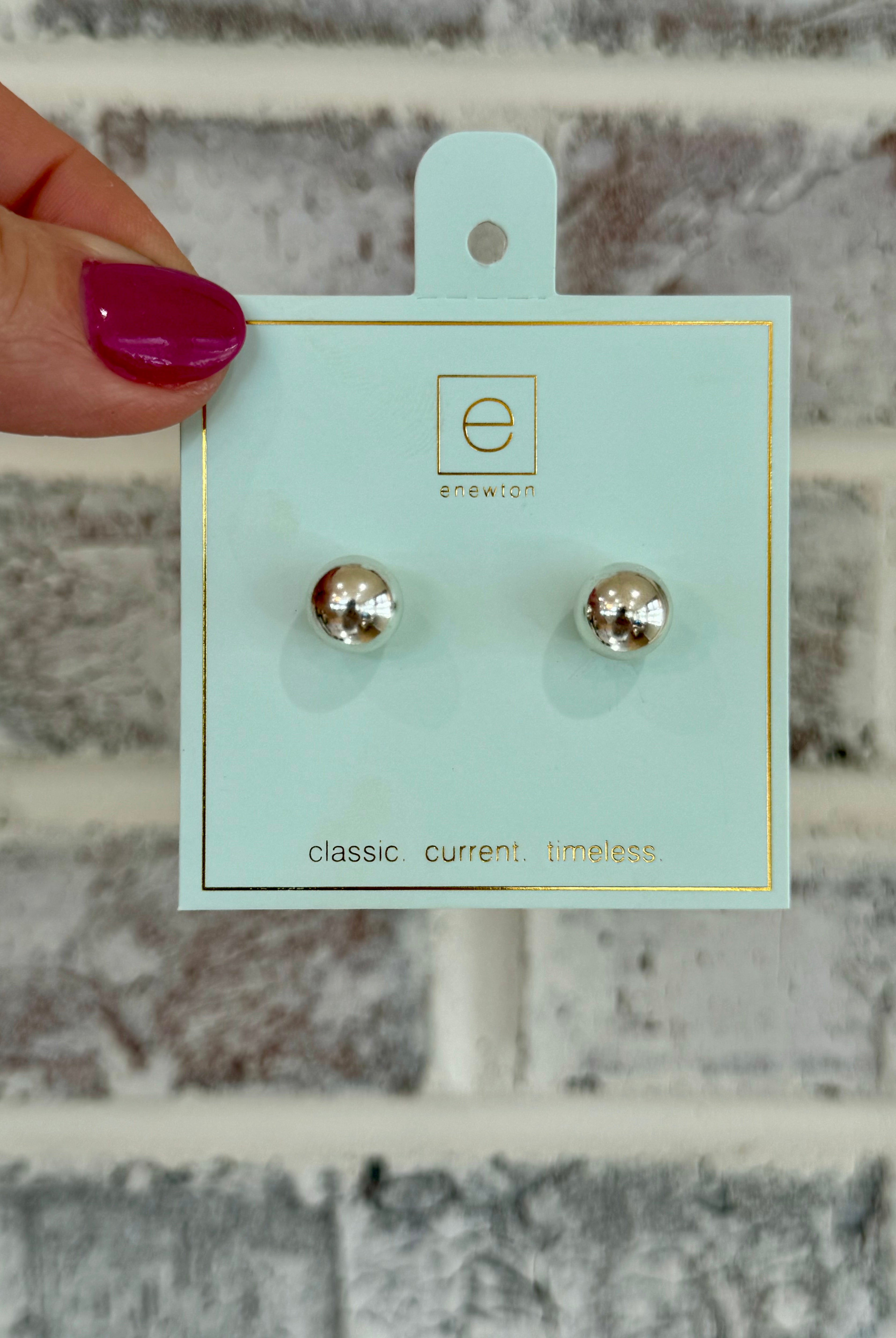 Classic 10mm Silver Ball Stud Earring-260 eNewton-eNewton-The Lovely Closet, Women's Fashion Boutique in Alexandria, KY