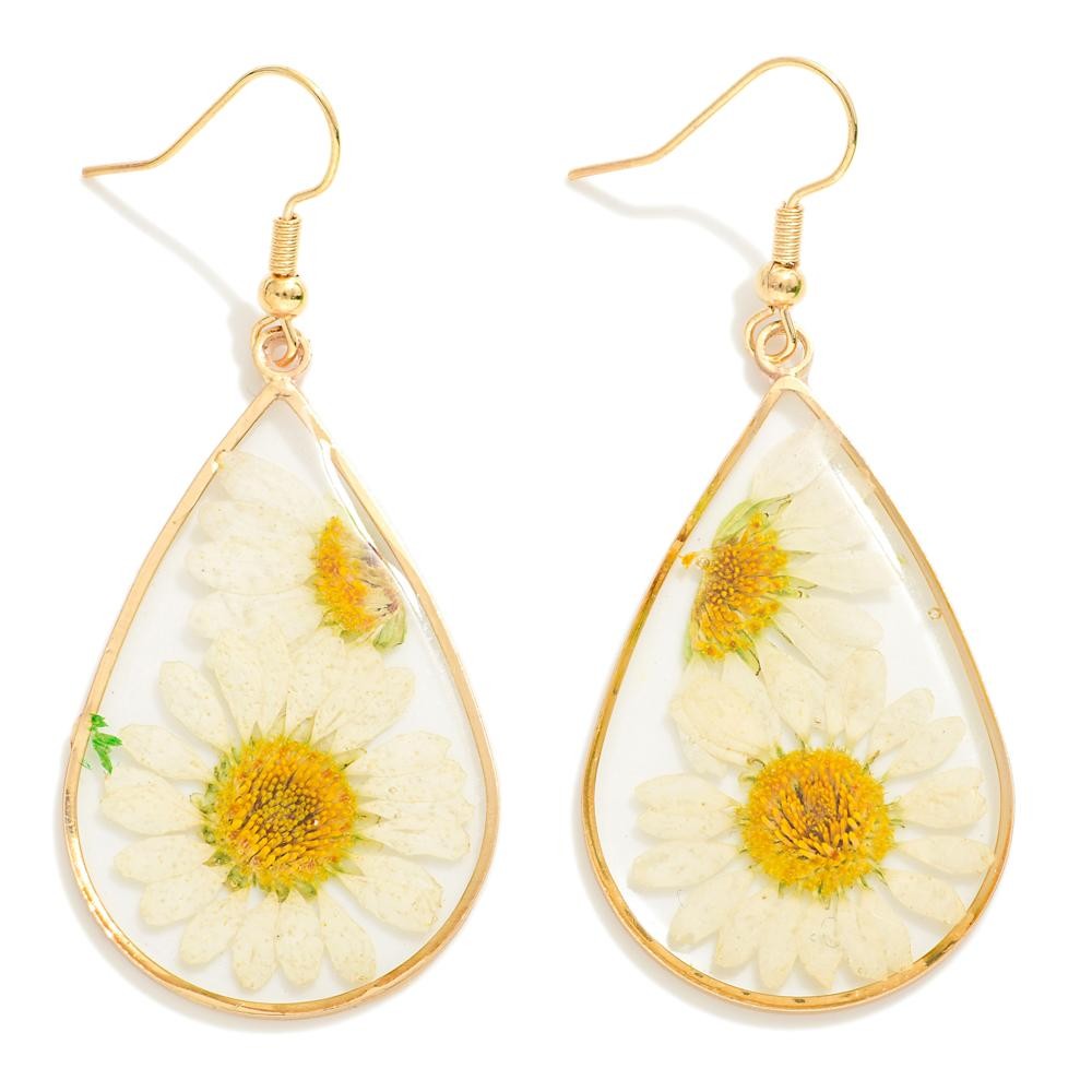 Daisy Resin Teardrop Earring-250 Jewelry-judson-The Lovely Closet, Women's Fashion Boutique in Alexandria, KY
