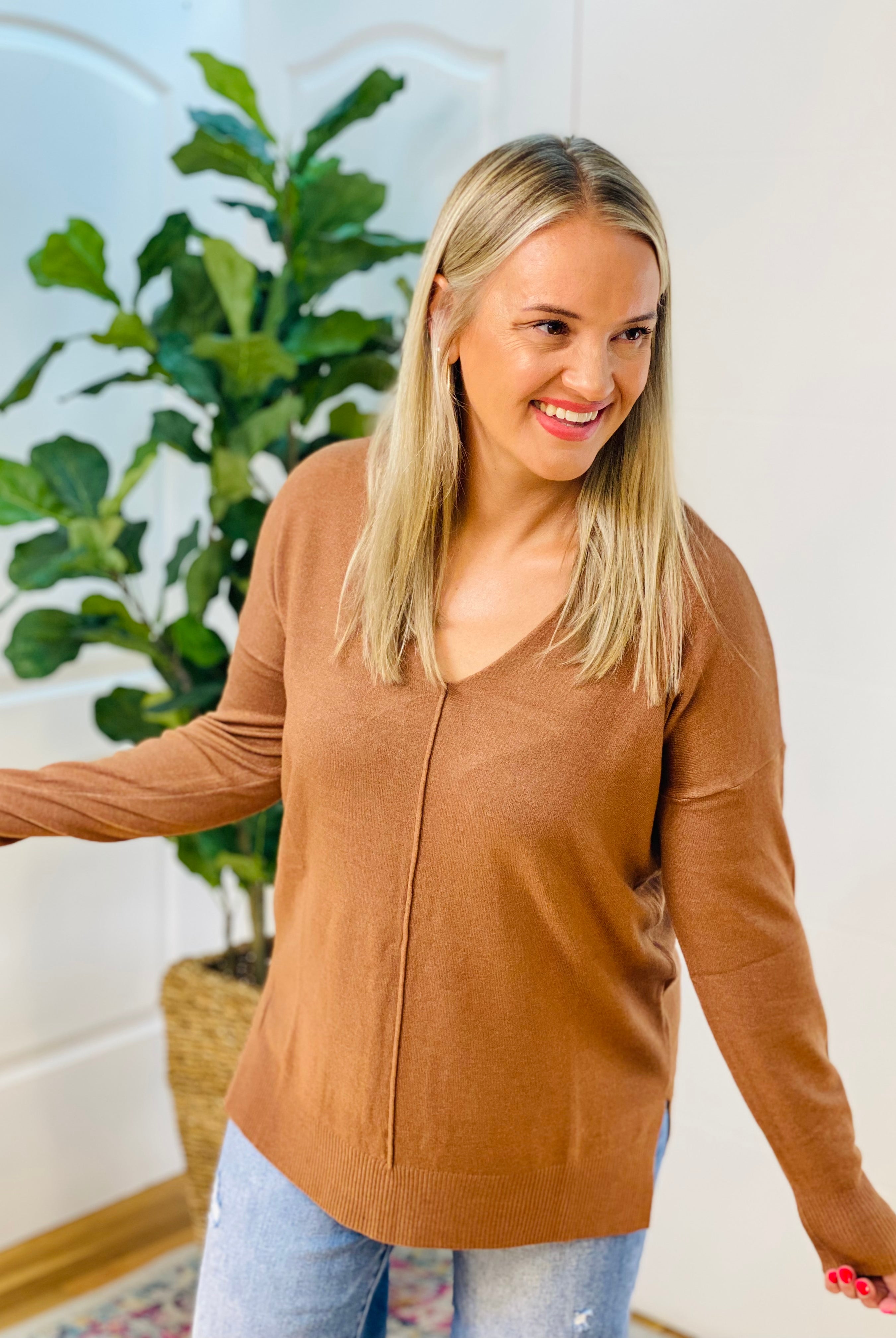 Dream Sweater - Lt. Brown-140 Sweaters-zenana-The Lovely Closet, Women's Fashion Boutique in Alexandria, KY