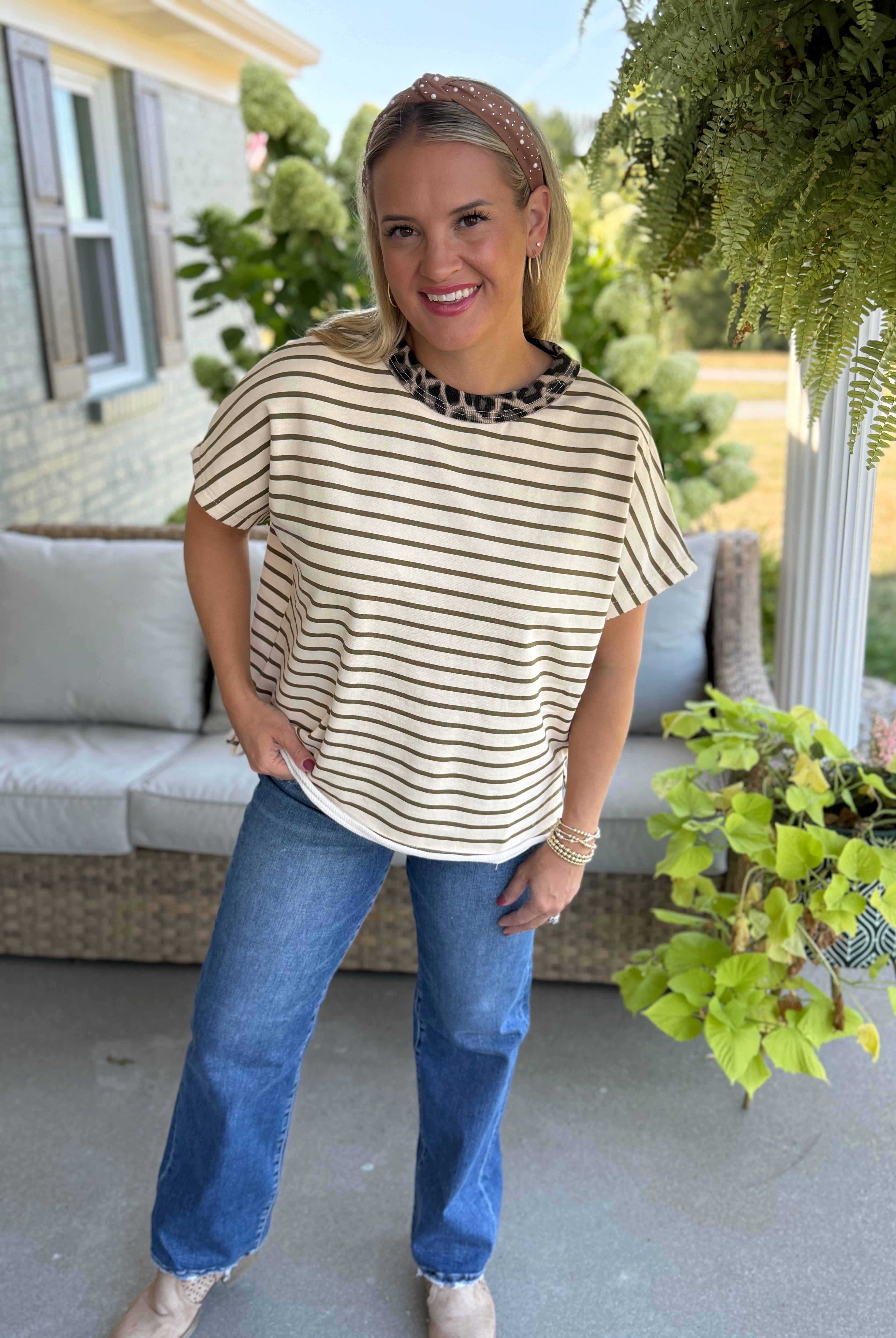 Falling for Leopard Elevated Short Sleeve Top-100 Short Sleeve Tops-Anniewear-The Lovely Closet, Women's Fashion Boutique in Alexandria, KY