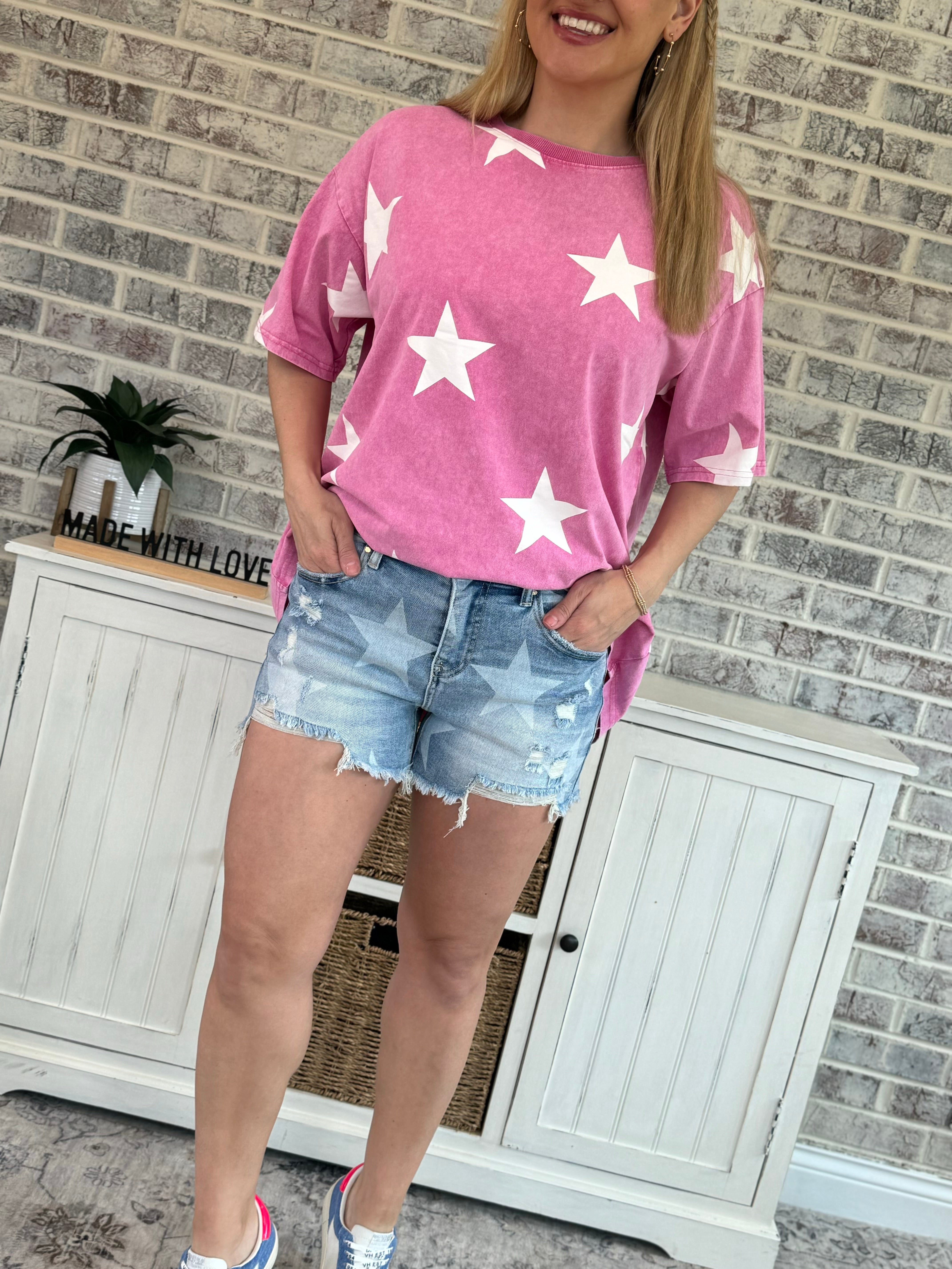 RISEN Star Printed Shorts-Shorts-Risen-The Lovely Closet, Women's Fashion Boutique in Alexandria, KY