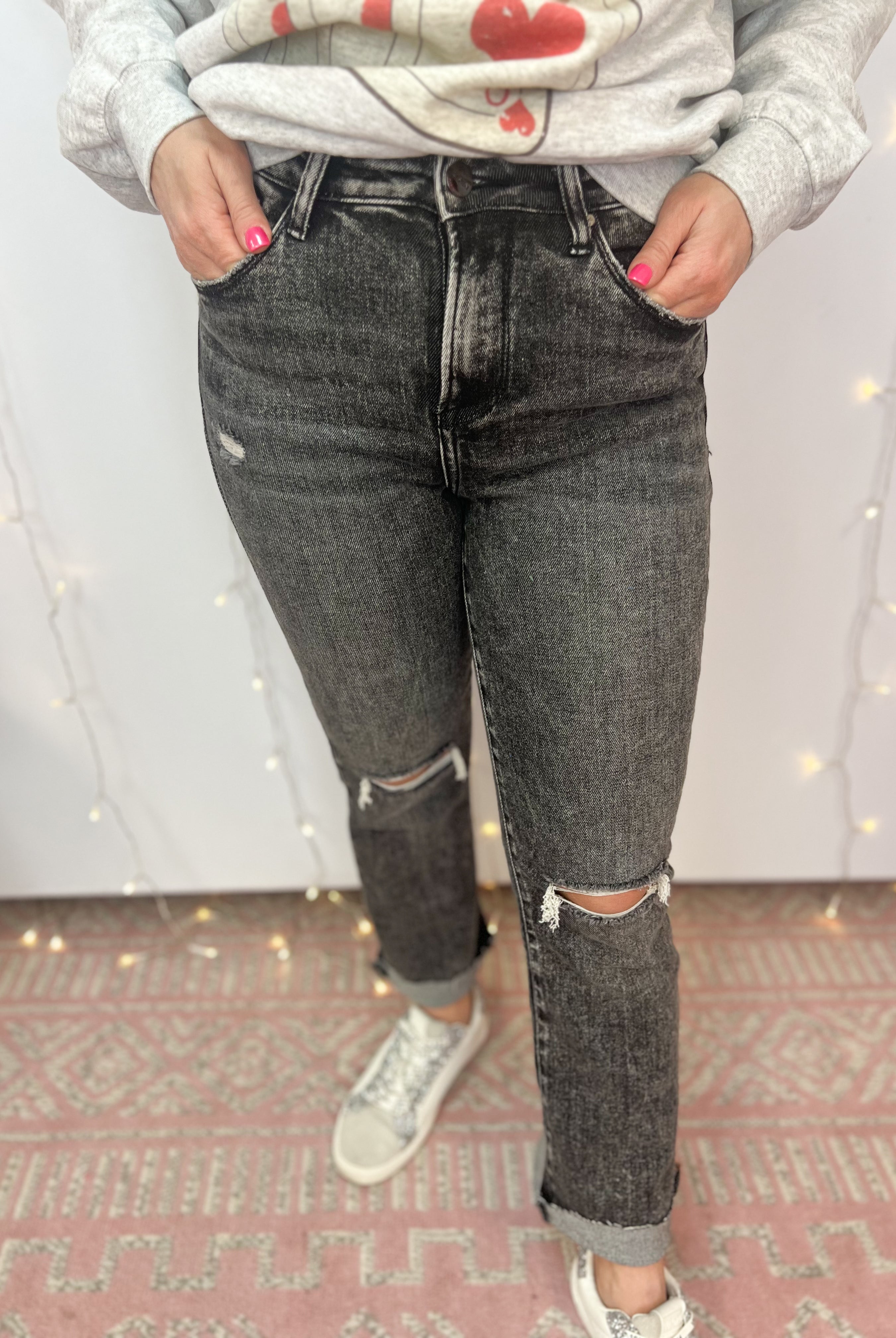 RISEN - High Rise Ankle Straight Jeans - Midnight-210 Jeans-Risen-The Lovely Closet, Women's Fashion Boutique in Alexandria, KY