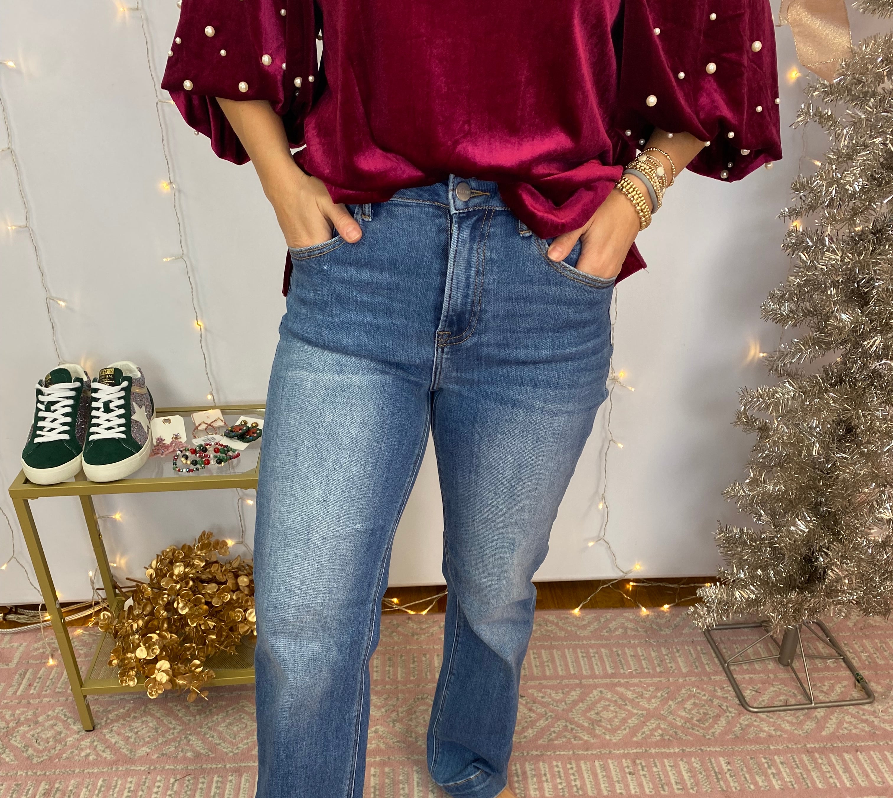 RISEN - High Rise Straight Medium Wash-Jeans-Risen-The Lovely Closet, Women's Fashion Boutique in Alexandria, KY