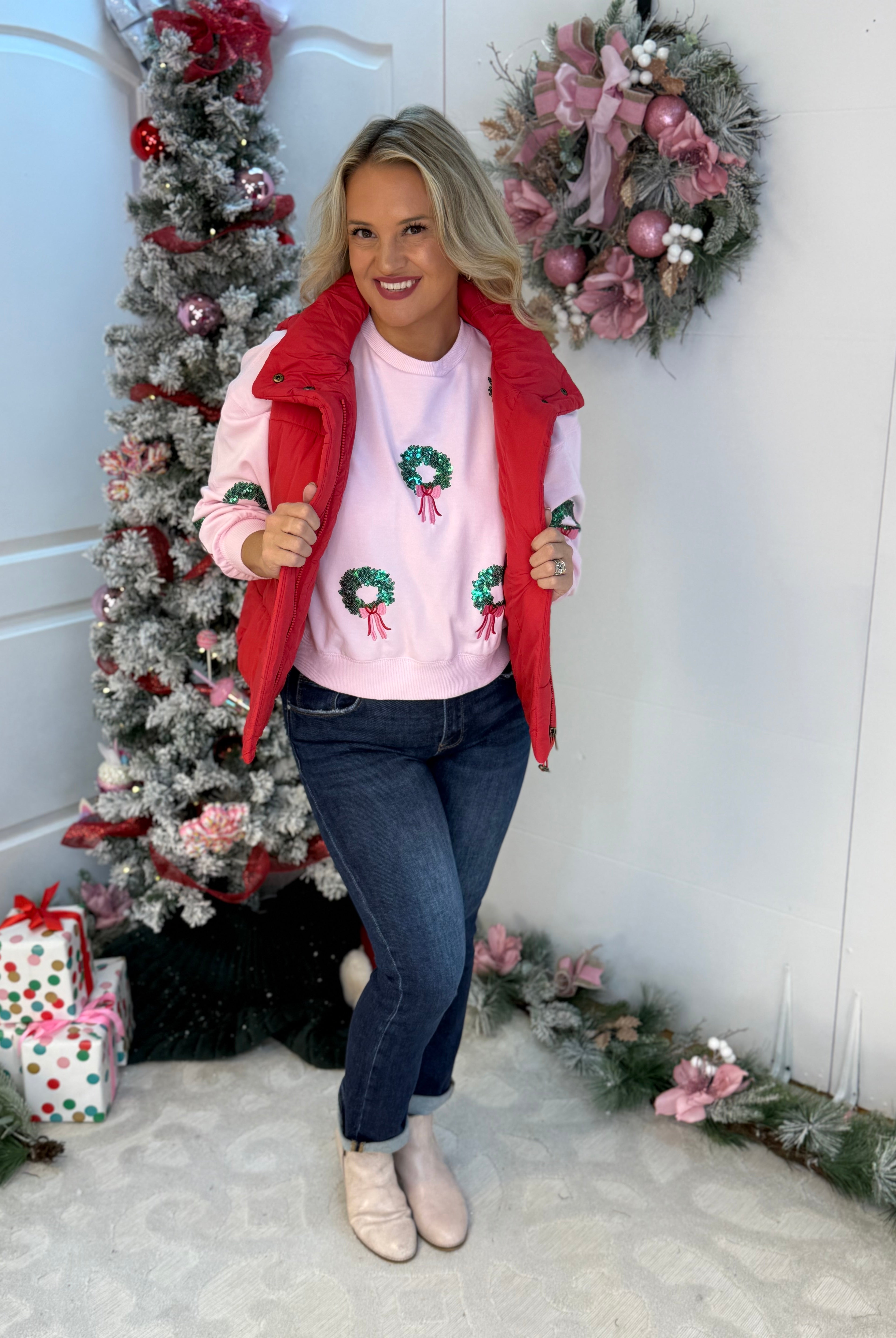 Millie Wreaths Pullover-150 Sweatshirts-Mary Square-The Lovely Closet, Women's Fashion Boutique in Alexandria, KY
