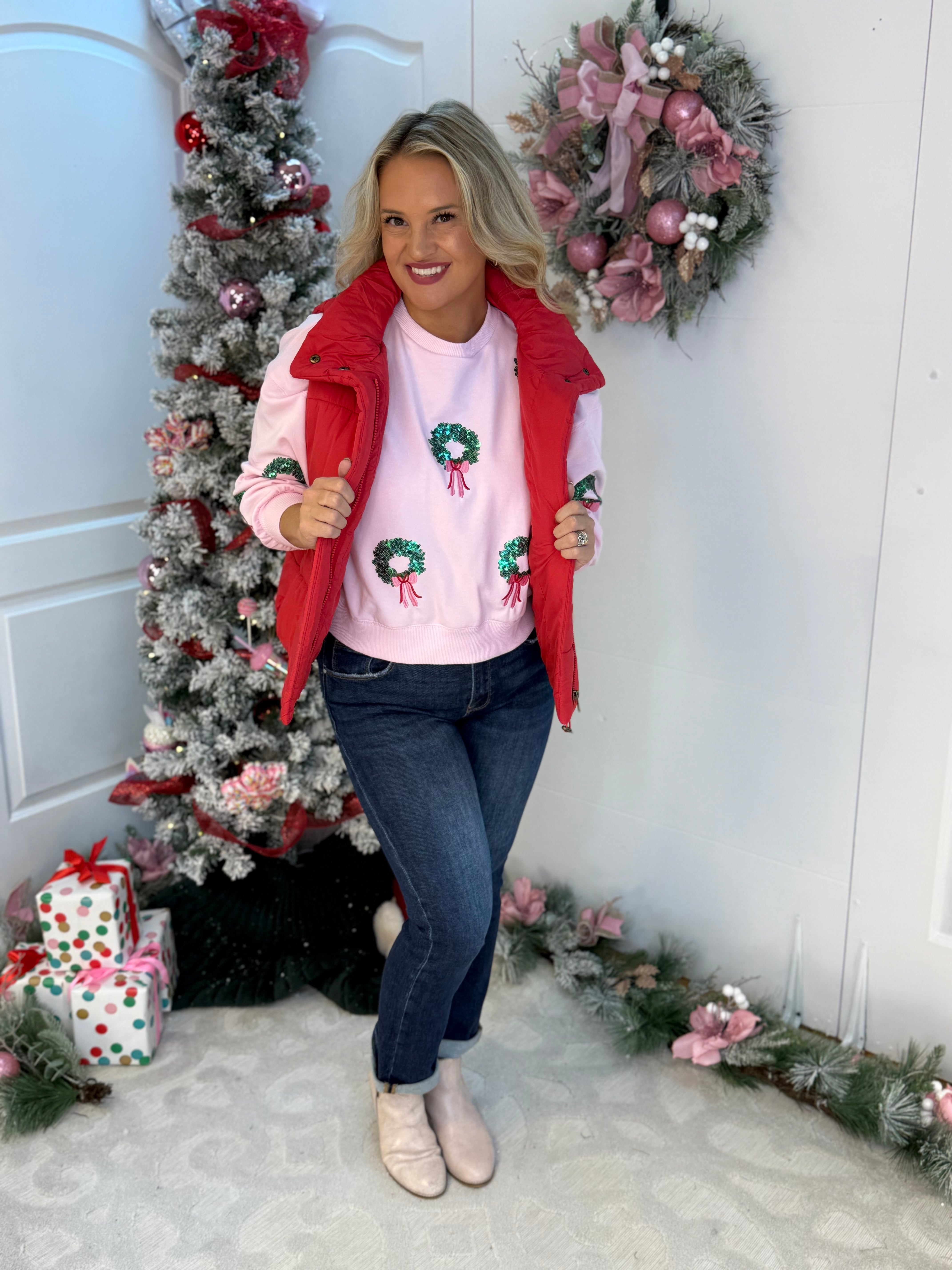 Millie Wreaths Pullover-150 Sweatshirts-Mary Square-The Lovely Closet, Women's Fashion Boutique in Alexandria, KY