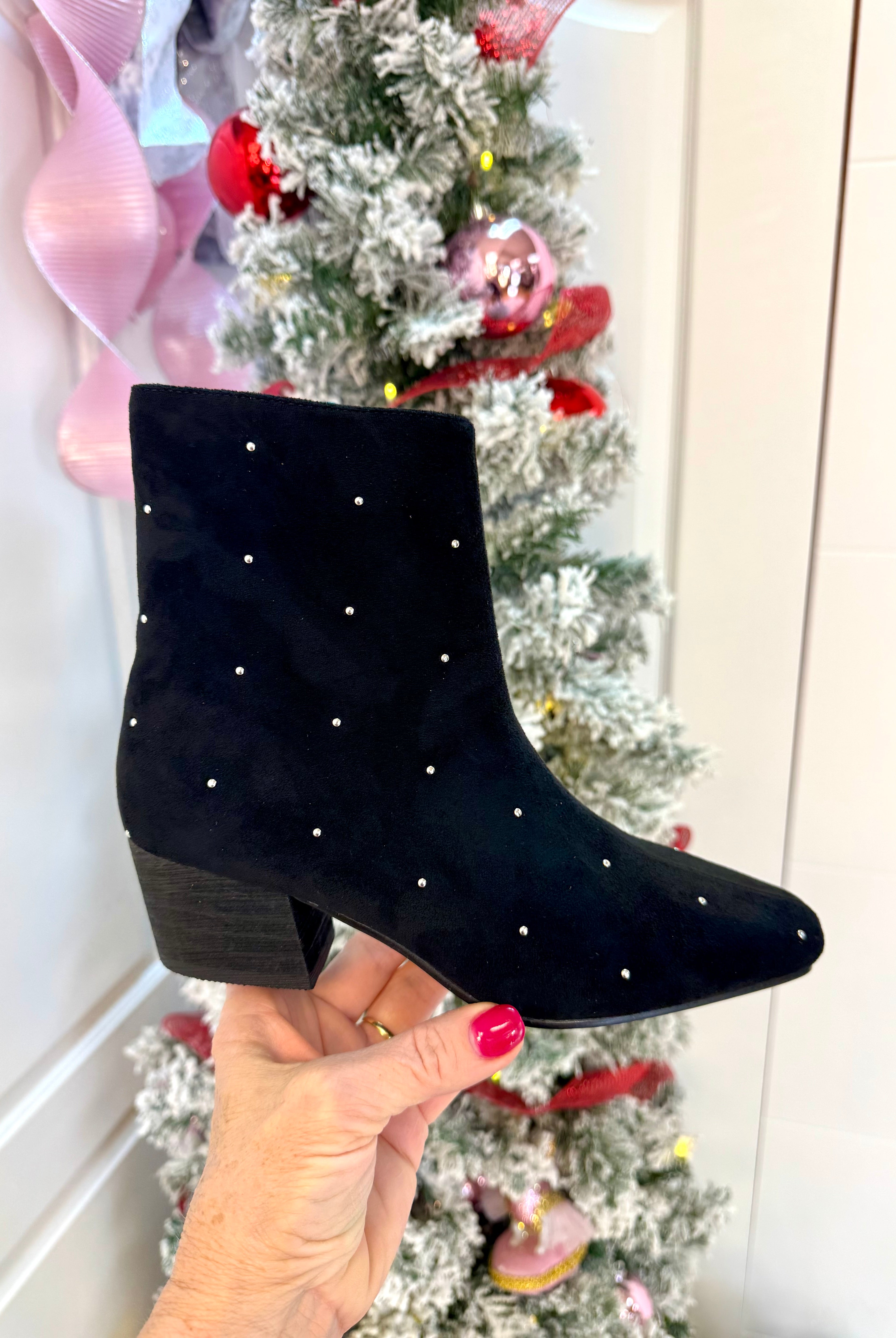 Corkys Such a Tease Black Faux Suede Bootie-270 Shoes-Corkys-The Lovely Closet, Women's Fashion Boutique in Alexandria, KY
