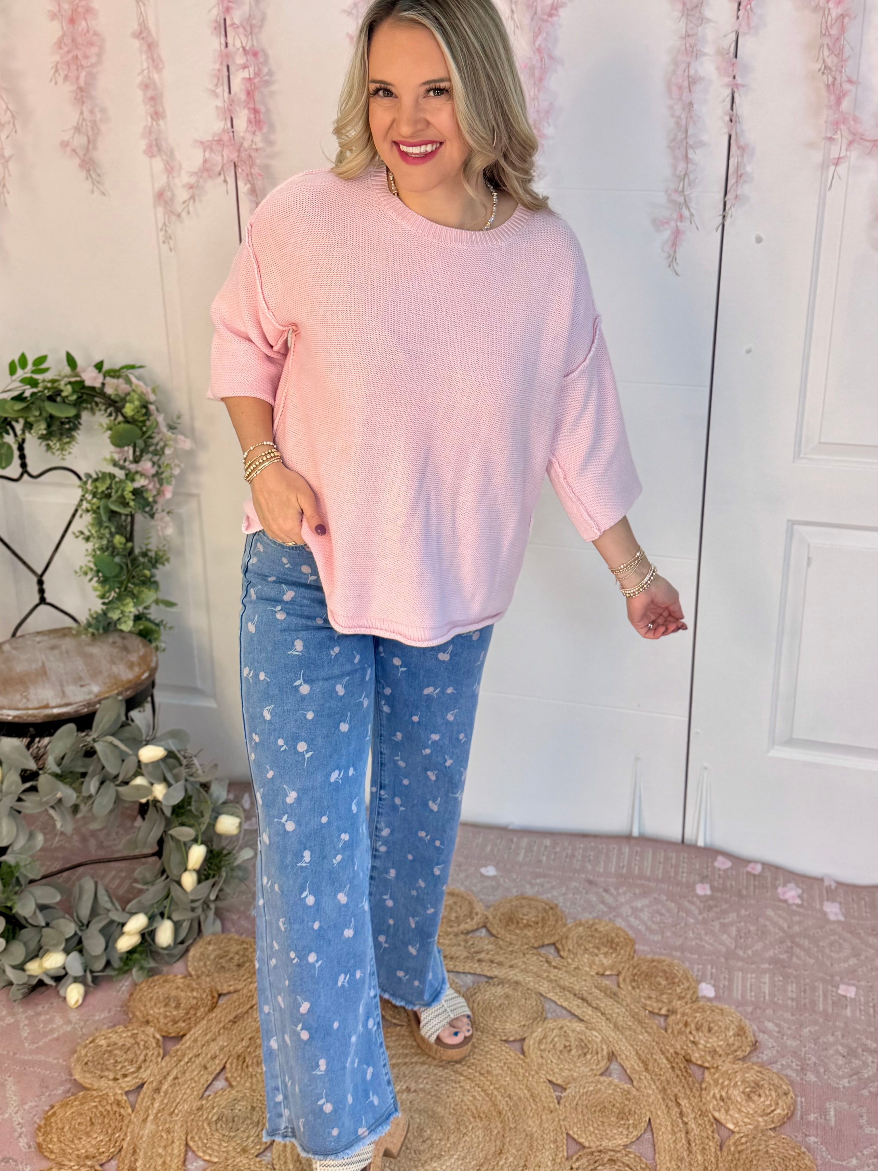 Cherry Cheer Denim Pants-240 Pants-easel-The Lovely Closet, Women's Fashion Boutique in Alexandria, KY