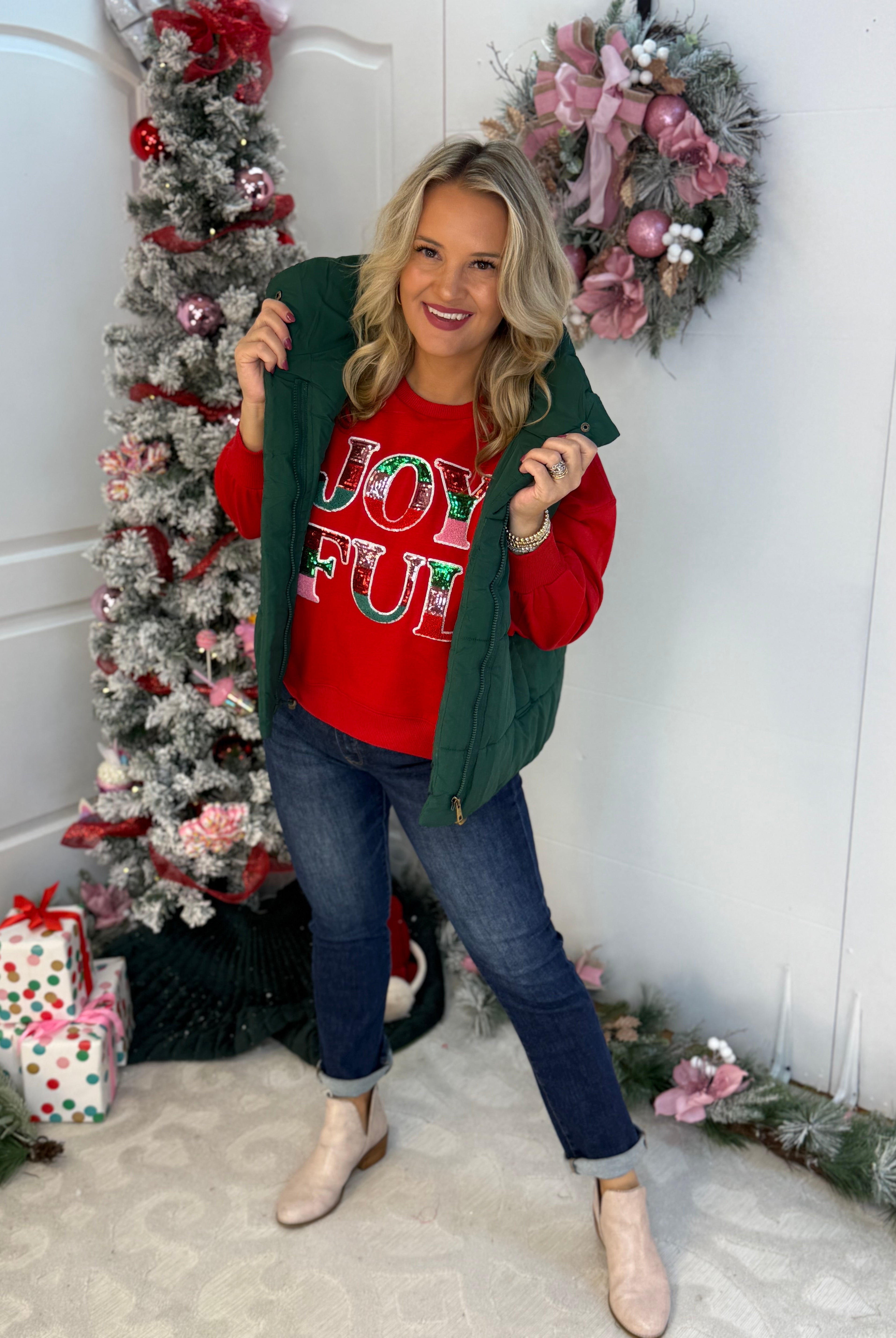 Weekend Puffer Vest - Hunter Green-170 Jackets/Outerwear-zenana-The Lovely Closet, Women's Fashion Boutique in Alexandria, KY