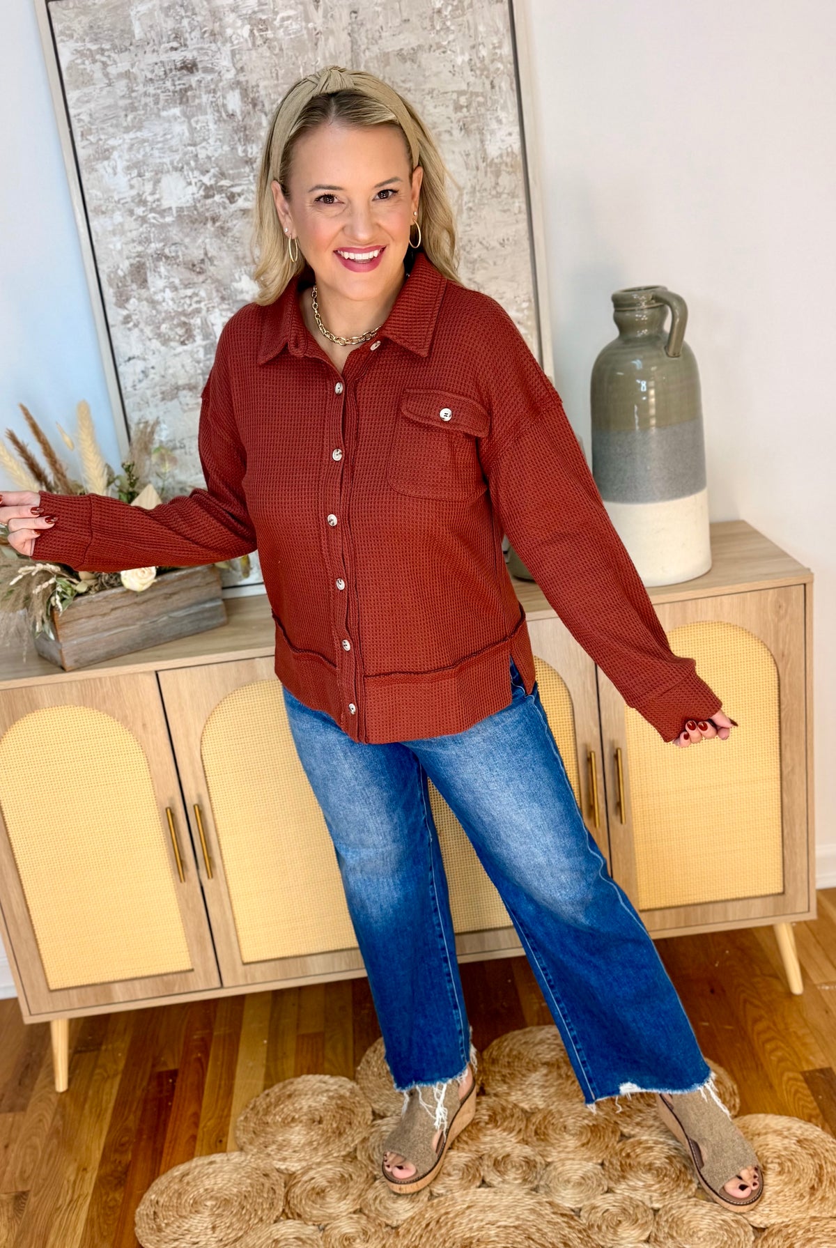 Fireside Charm Shacket-170 Jackets/Outerwear-Staccato-The Lovely Closet, Women's Fashion Boutique in Alexandria, KY