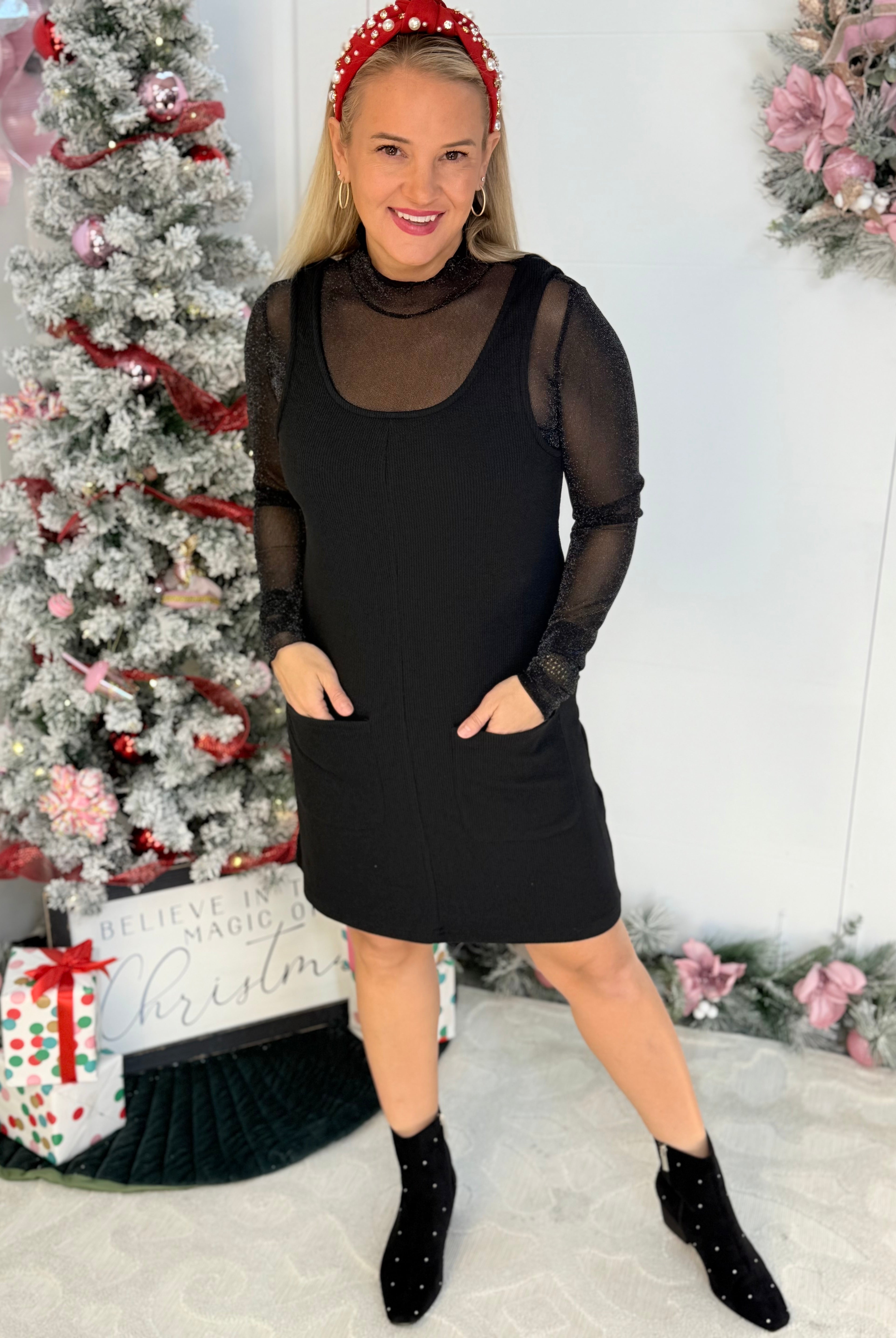 Jess Lea - Keigan Mesh Top - Black Glitter-110 Long Sleeve Top-Jess Lea-The Lovely Closet, Women's Fashion Boutique in Alexandria, KY