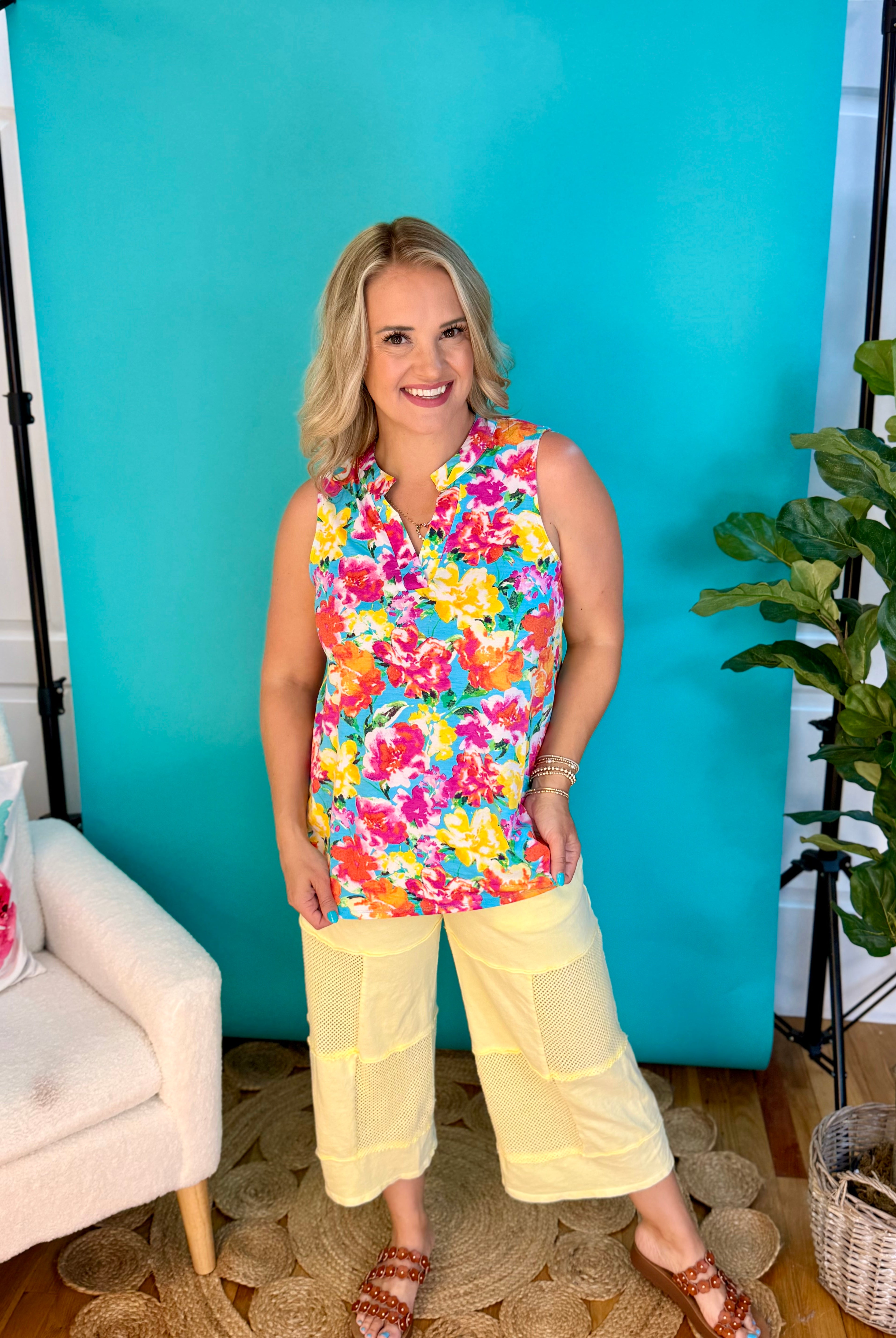 Lizzy Tank - Summer Fun-120 Sleeveless Tops-Dear Scarlett-The Lovely Closet, Women's Fashion Boutique in Alexandria, KY