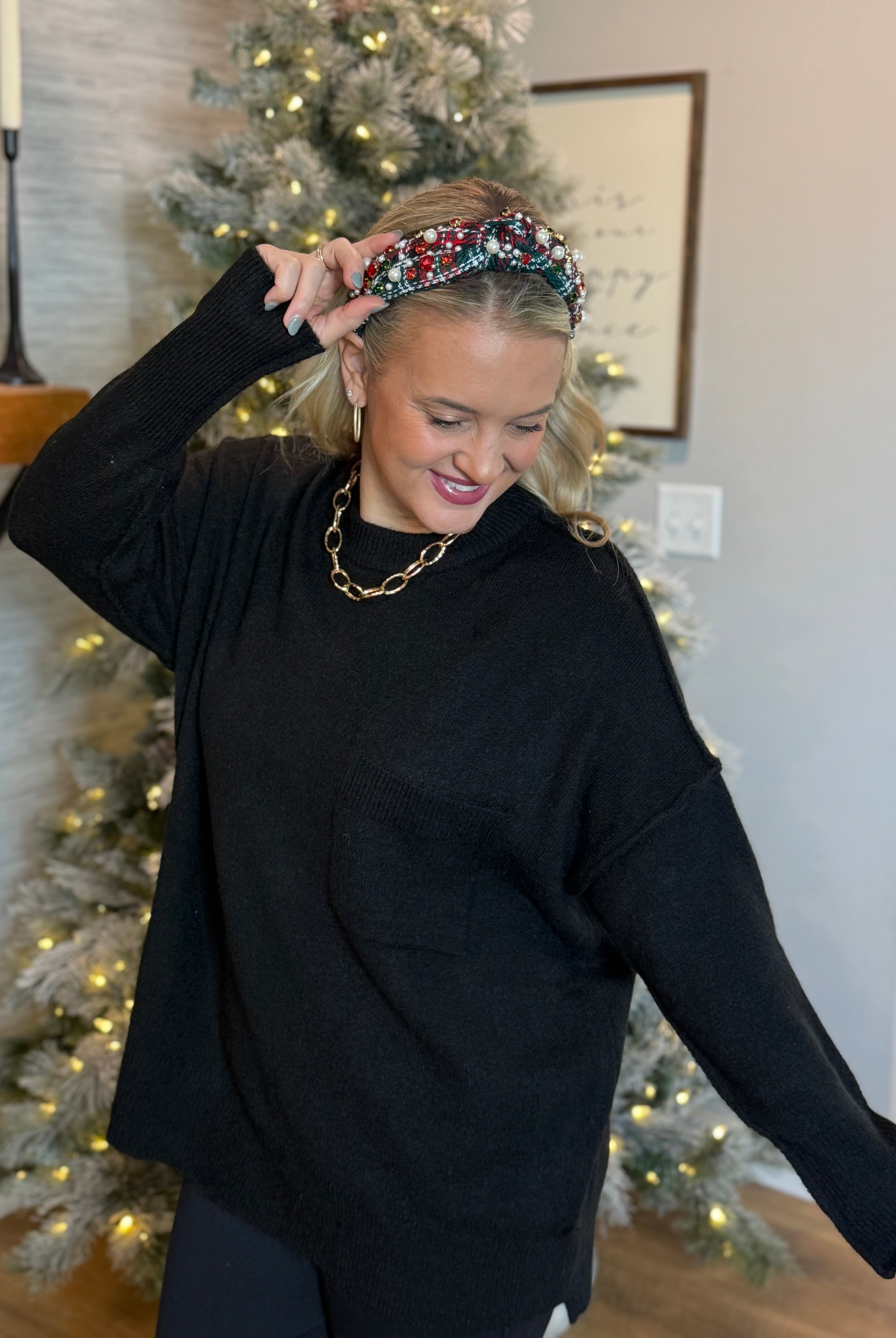 Cozy Chalet Oversized Sweater - Black-140 Sweaters-zenana-The Lovely Closet, Women's Fashion Boutique in Alexandria, KY