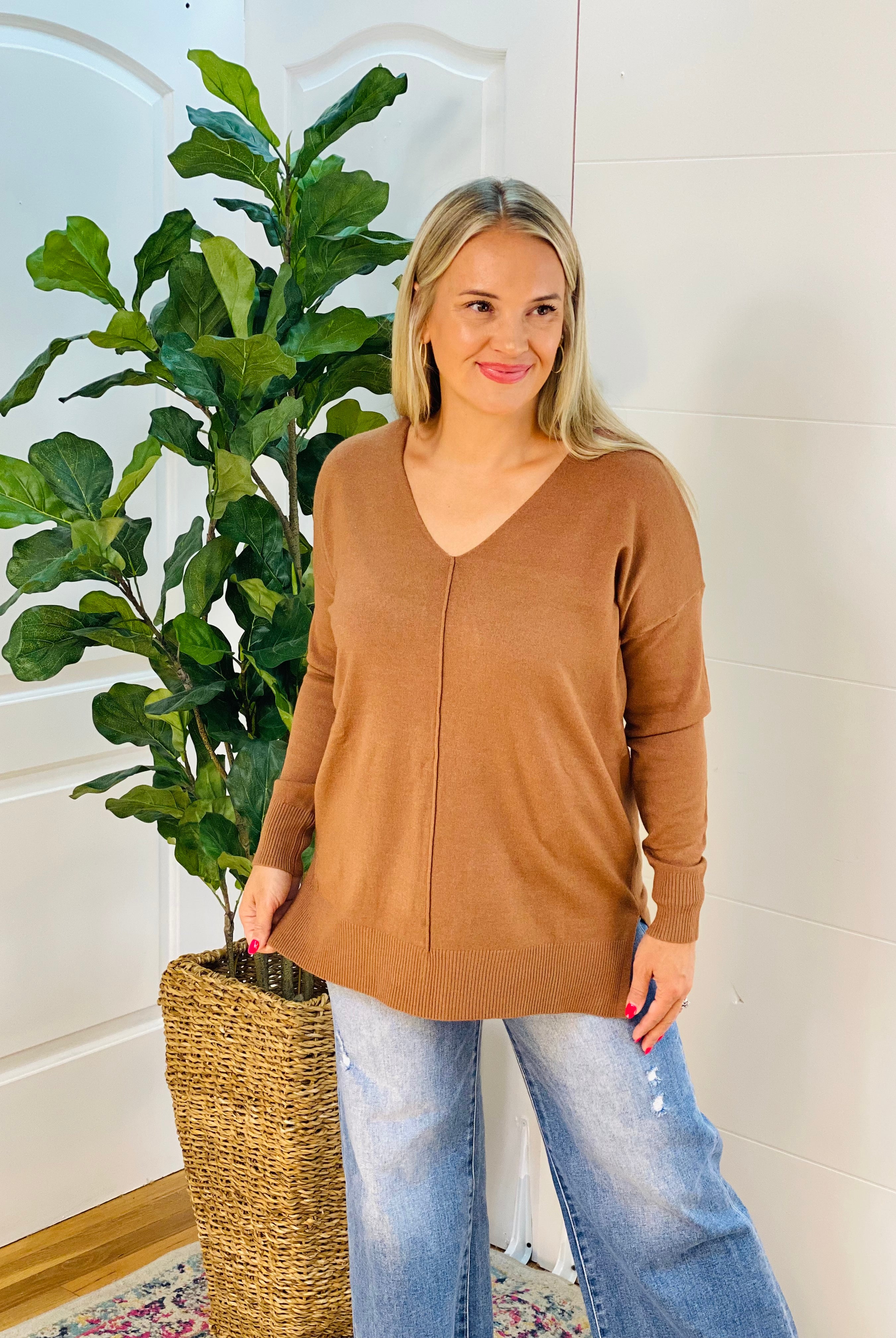 Dream Sweater - Lt. Brown-140 Sweaters-zenana-The Lovely Closet, Women's Fashion Boutique in Alexandria, KY