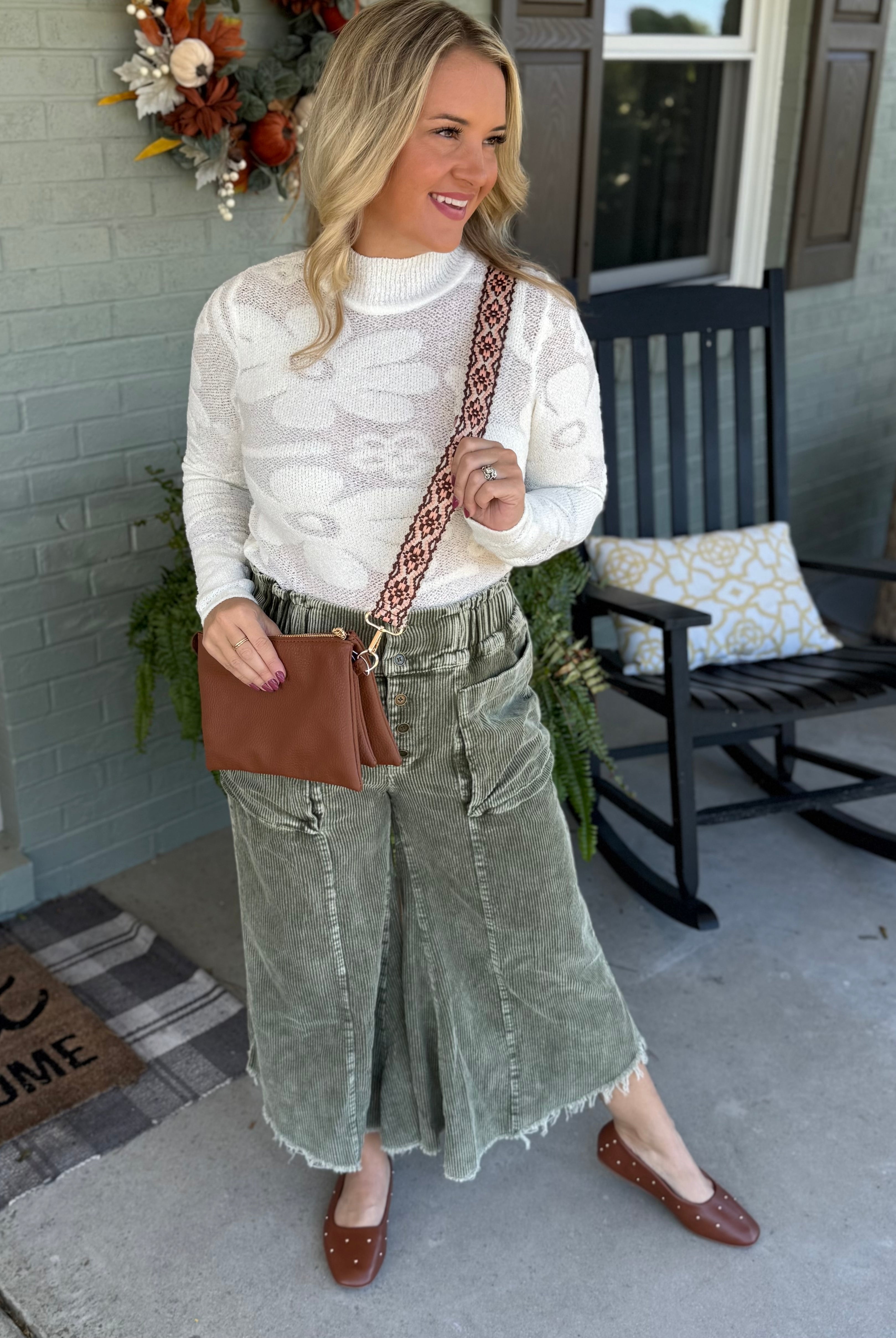 Harvest Moon Floral Jacquard Top - Ivory-110 Long Sleeve Top-Anniewear-The Lovely Closet, Women's Fashion Boutique in Alexandria, KY