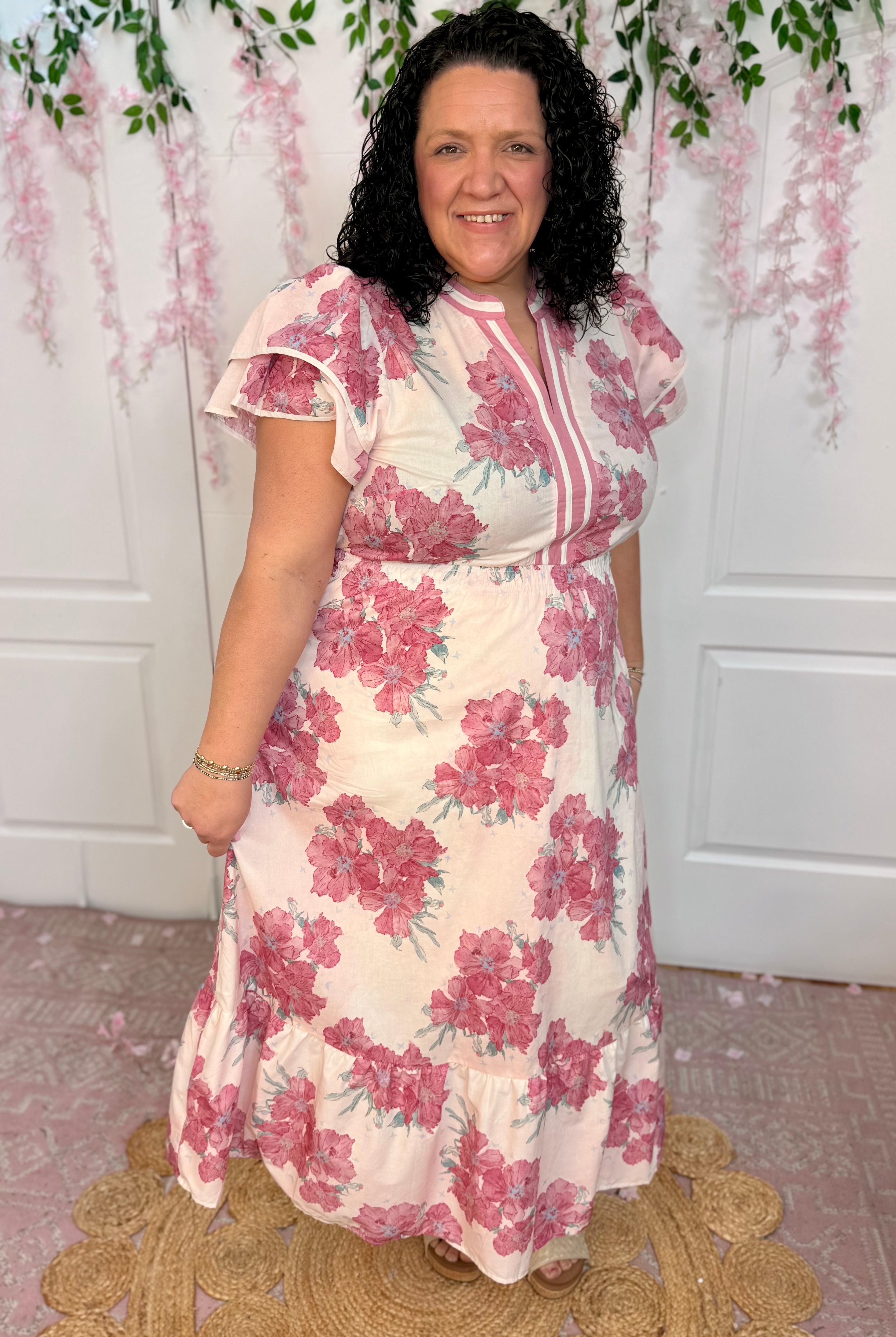 Spring Bouquet Midi Dress-180 Dresses-Umgee-The Lovely Closet, Women's Fashion Boutique in Alexandria, KY