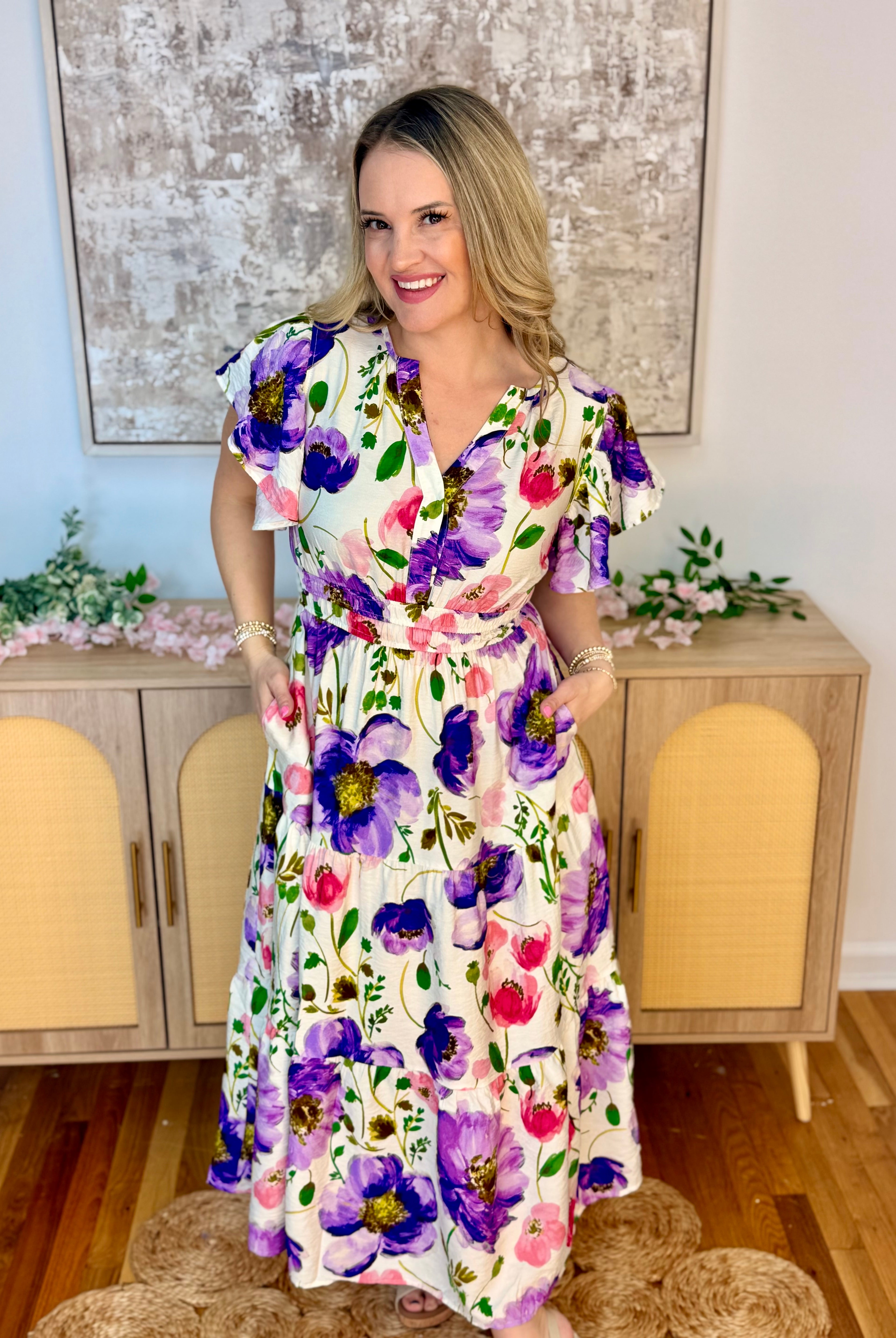 Sweet Violet Midi Dress-180 Dresses-Oddi-The Lovely Closet, Women's Fashion Boutique in Alexandria, KY