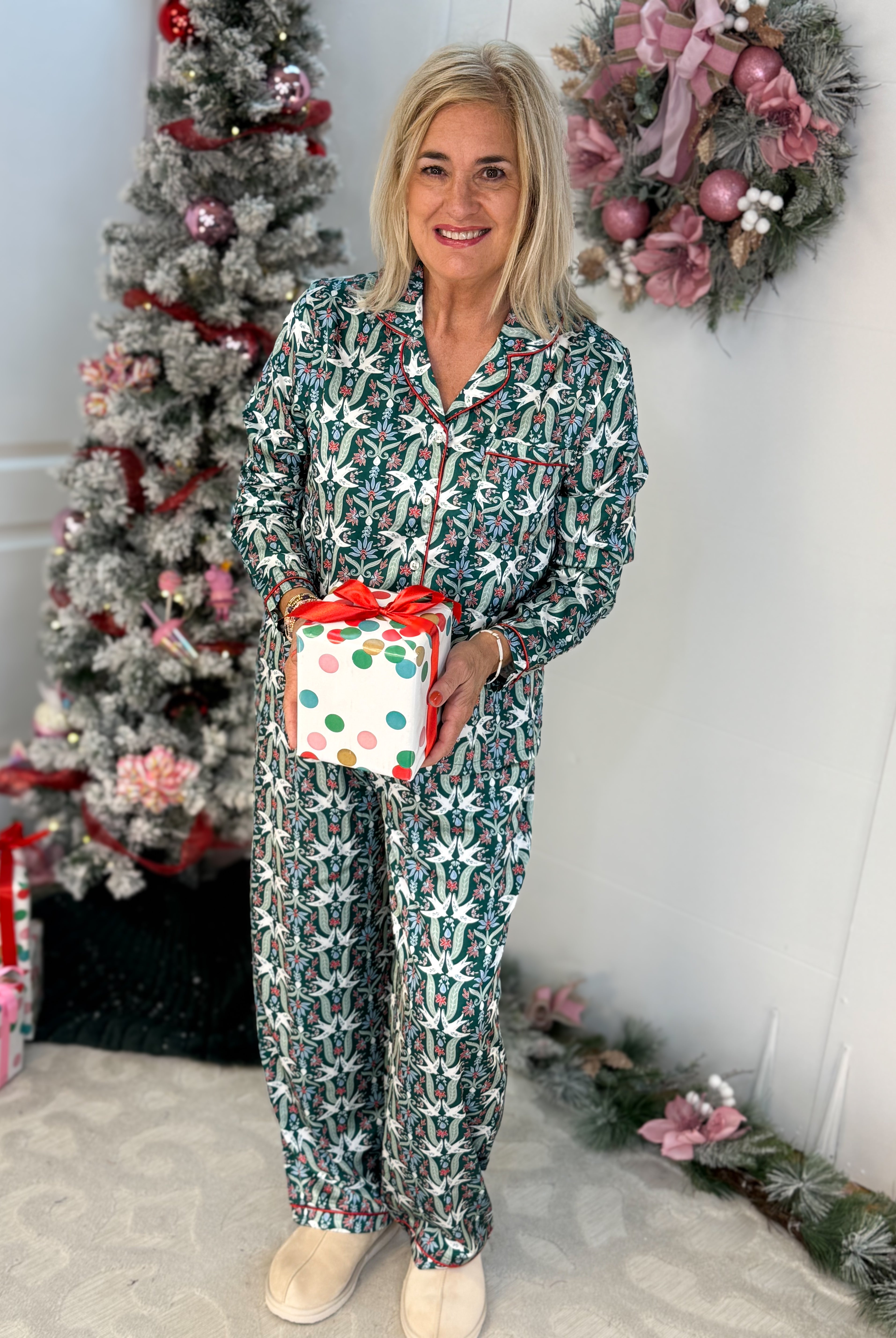 Mary Square Gossamer Wings Charlotte Satin Pant Set-350 Holiday-Mary Square-The Lovely Closet, Women's Fashion Boutique in Alexandria, KY