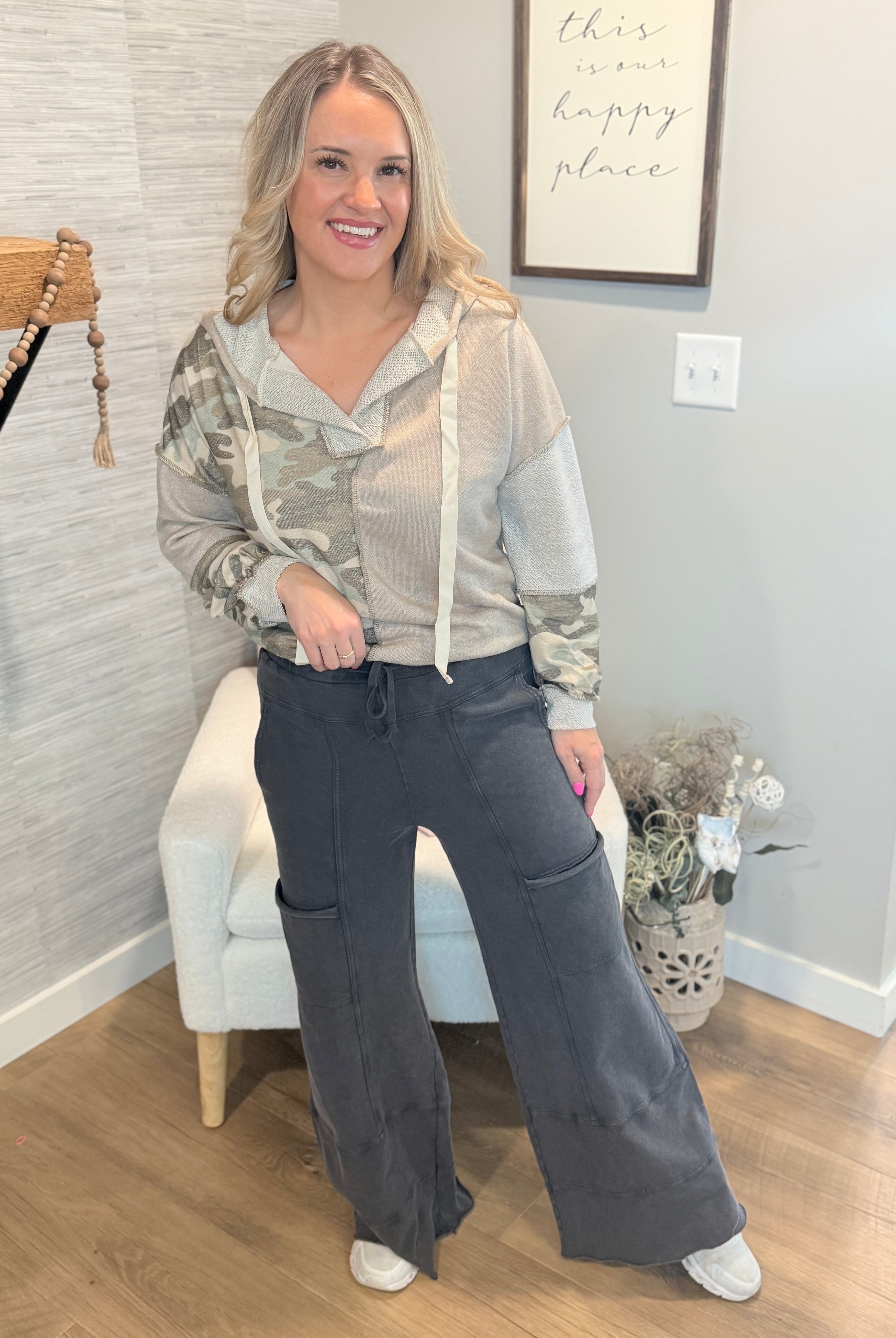 Relaxed Cargo Wide Leg Full Length - Black-240 Pants-easel-The Lovely Closet, Women's Fashion Boutique in Alexandria, KY
