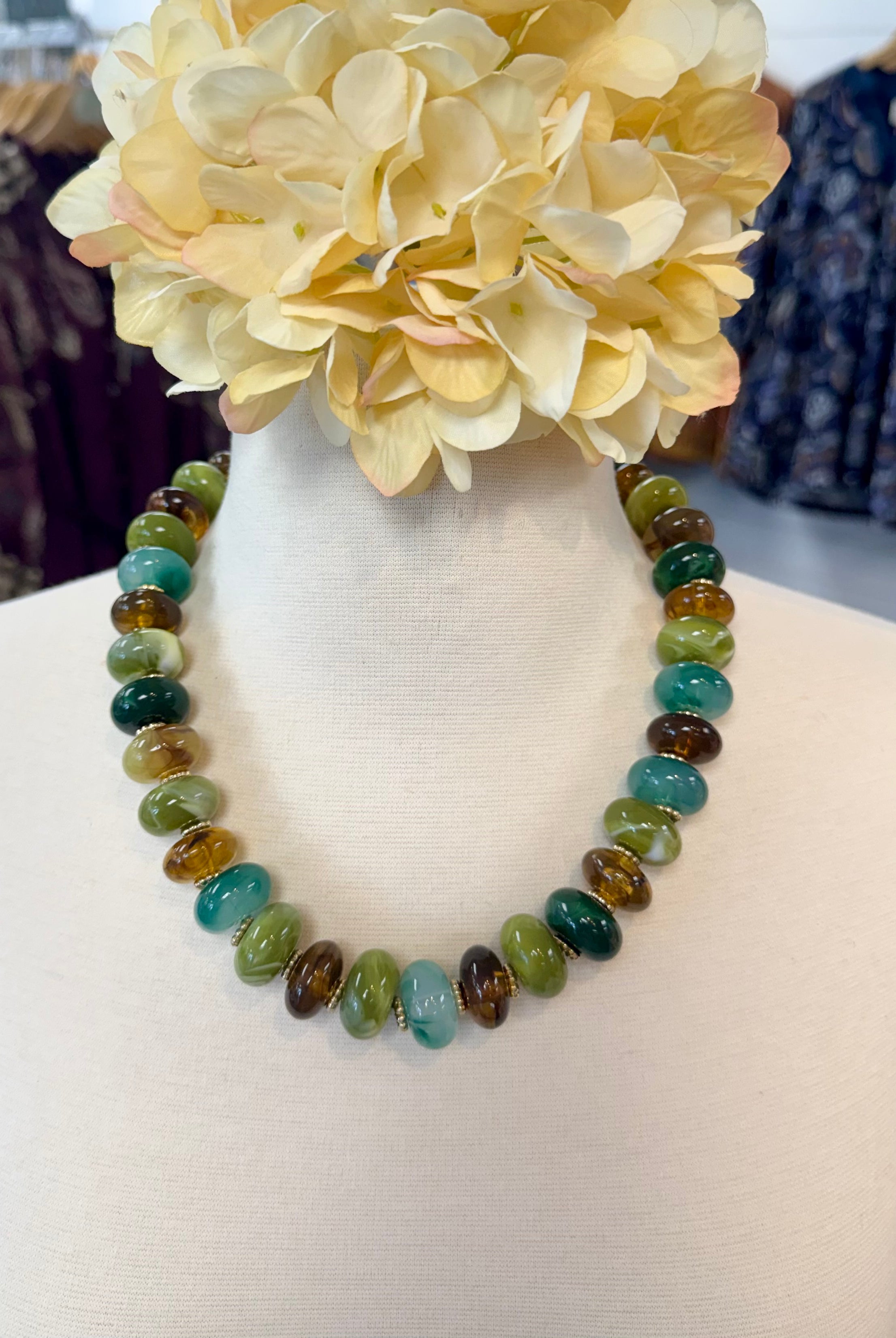 Emerald Spice Candy Bead Necklace-280 Accessories-Golden Stella-The Lovely Closet, Women's Fashion Boutique in Alexandria, KY