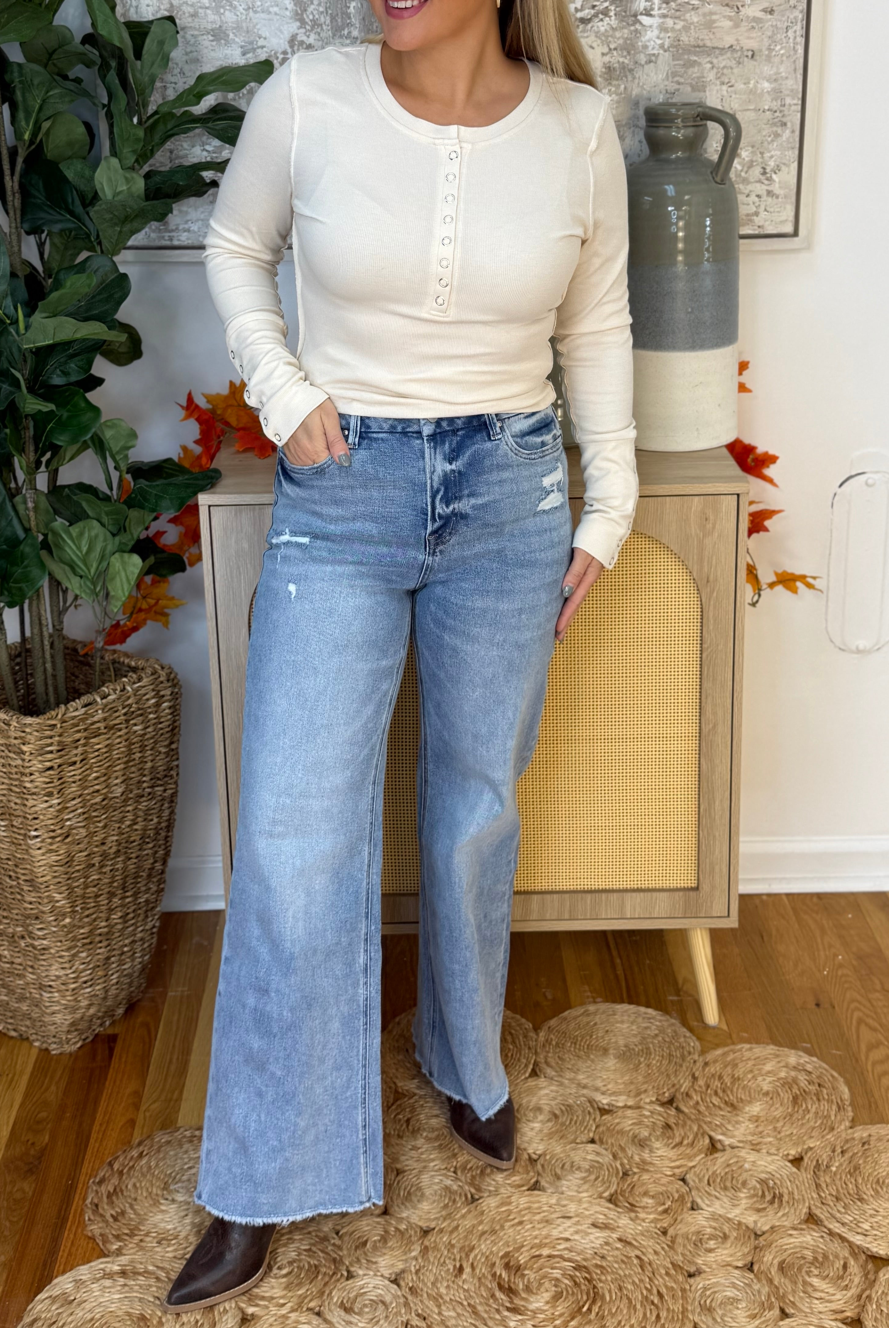 Mica Stretch High Rise Wide Leg Jeans-210 Jeans-Mica Denim-The Lovely Closet, Women's Fashion Boutique in Alexandria, KY