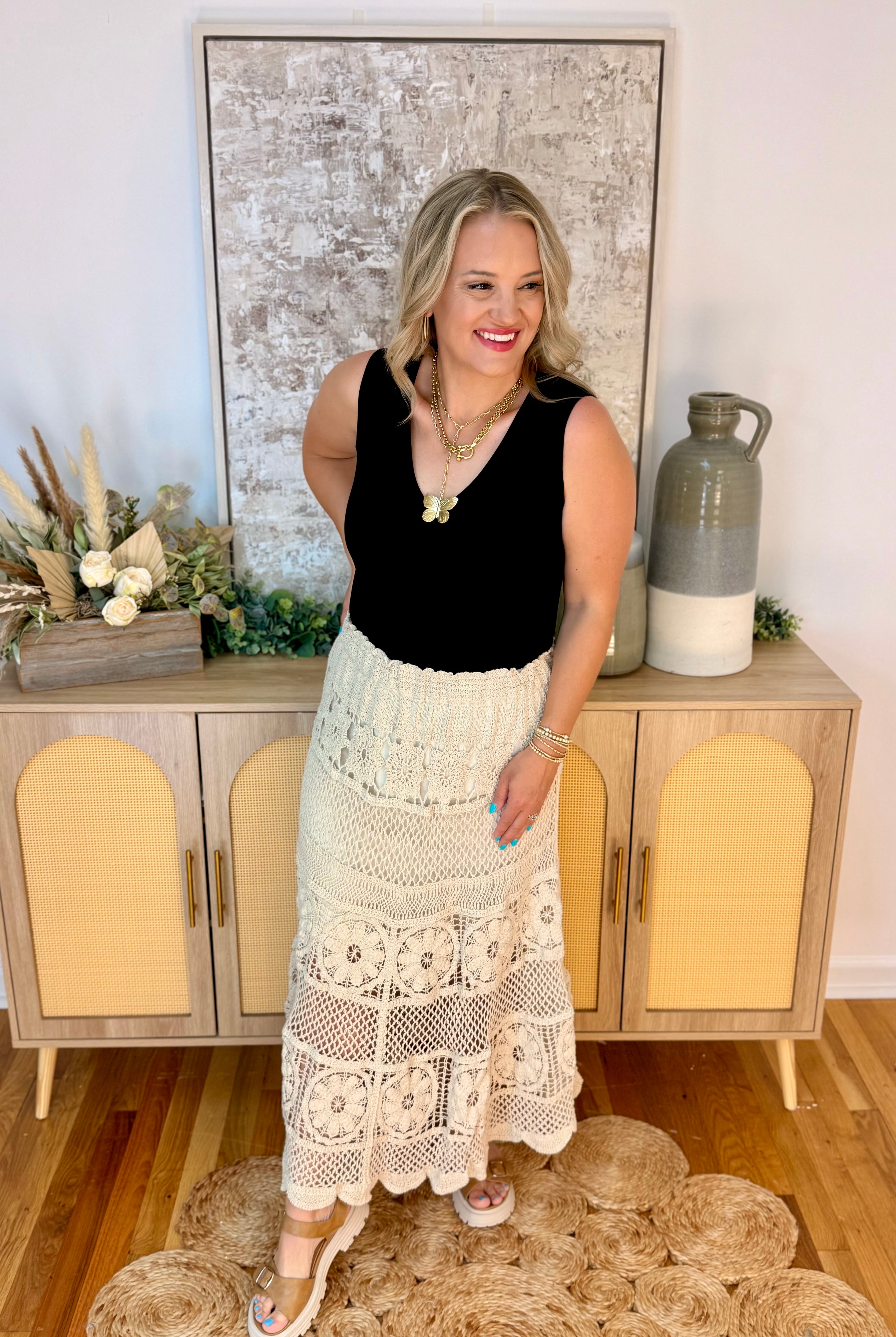 Sandy Toes Midi Skirt-230 Skirts/Shorts-Doe and Rae-The Lovely Closet, Women's Fashion Boutique in Alexandria, KY