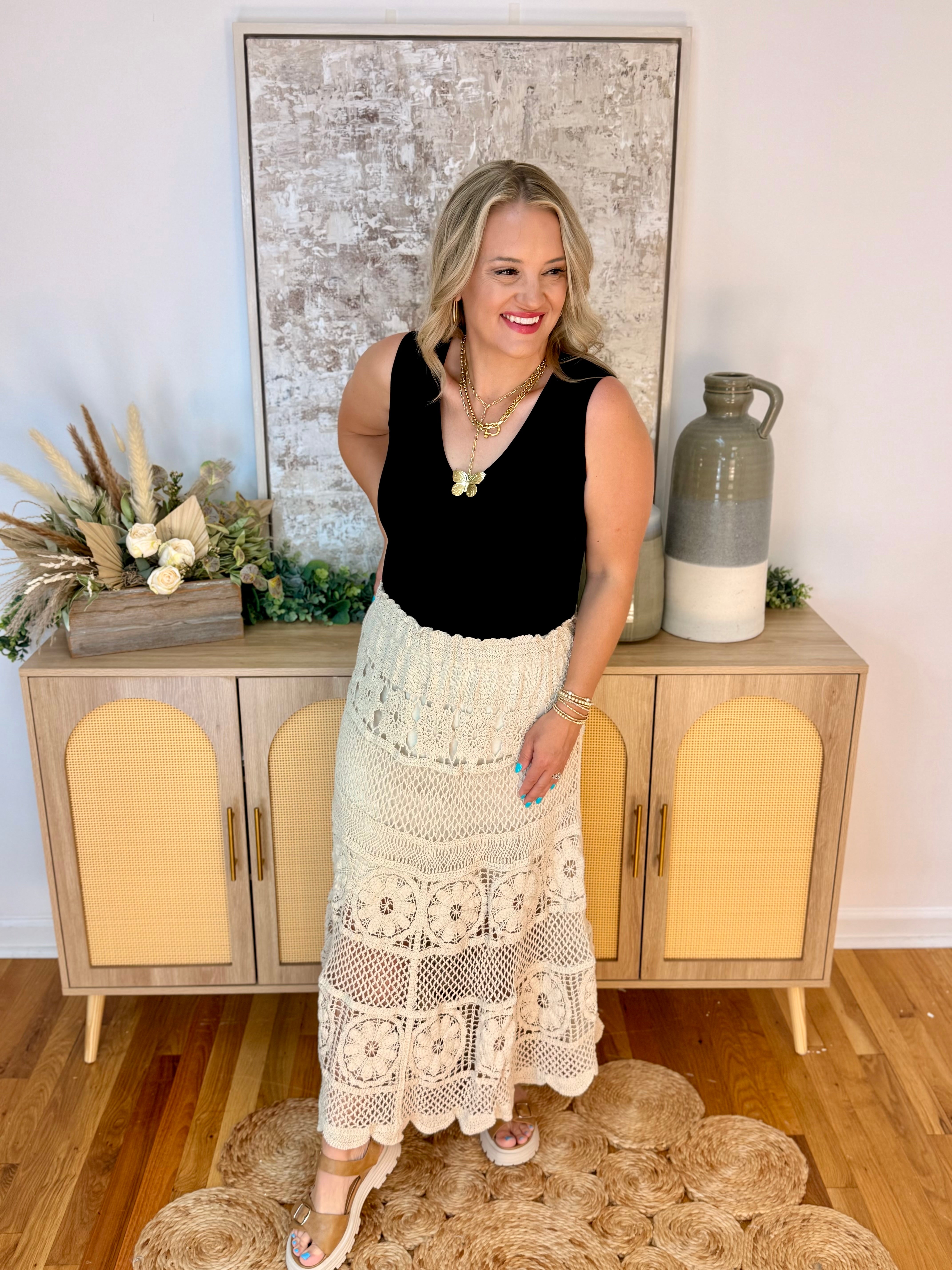 Sandy Toes Midi Skirt-230 Skirts/Shorts-Doe and Rae-The Lovely Closet, Women's Fashion Boutique in Alexandria, KY